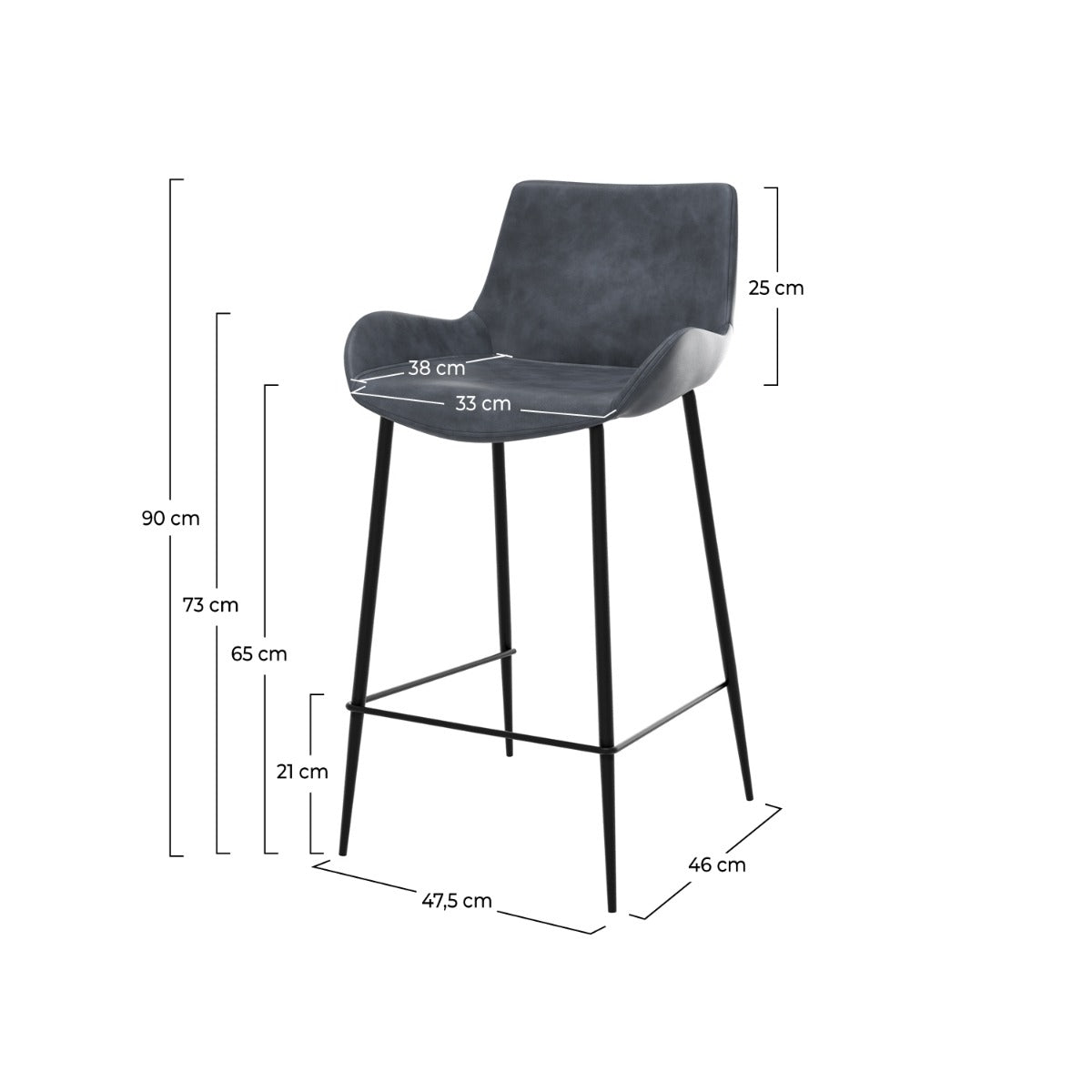 chaise de bar mi hauteur pirata gris fonce 65 cm lot de 2