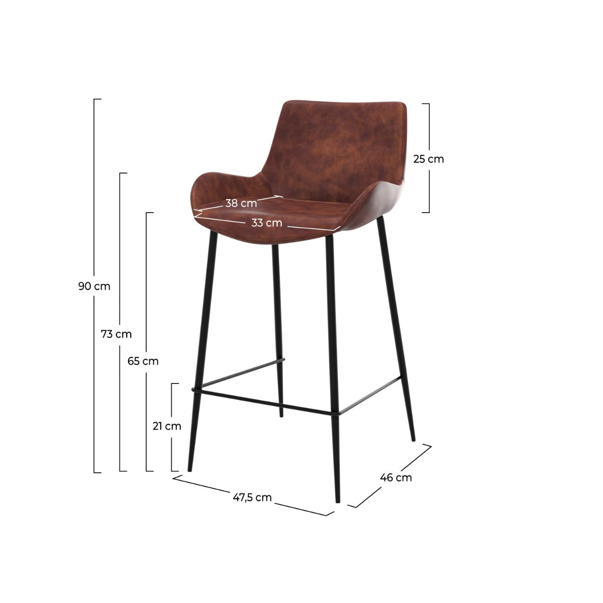 chaise de bar mi hauteur pirata marron 65 cm lot de 2_1
