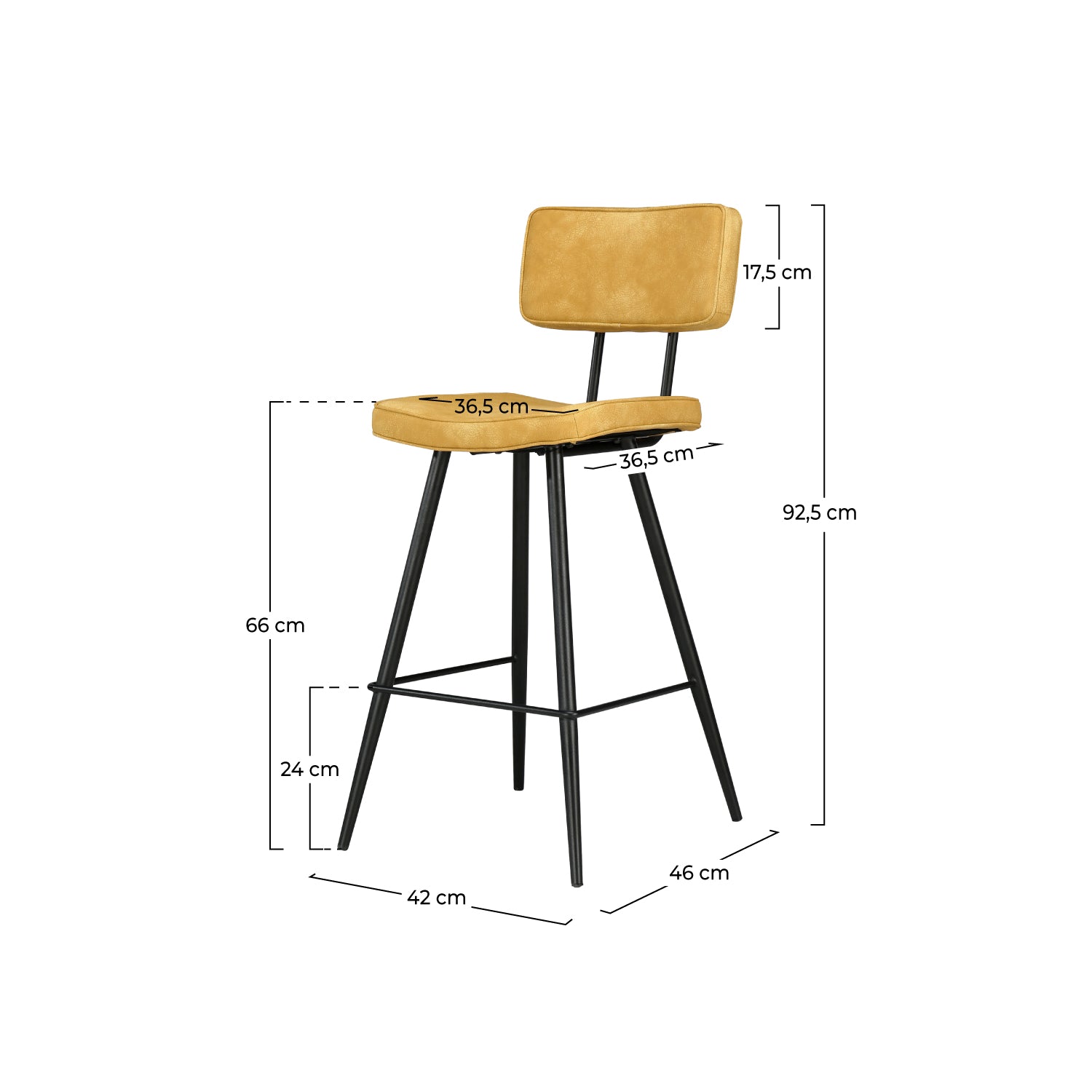 sedia da bar a mezza altezza texas gialla 65