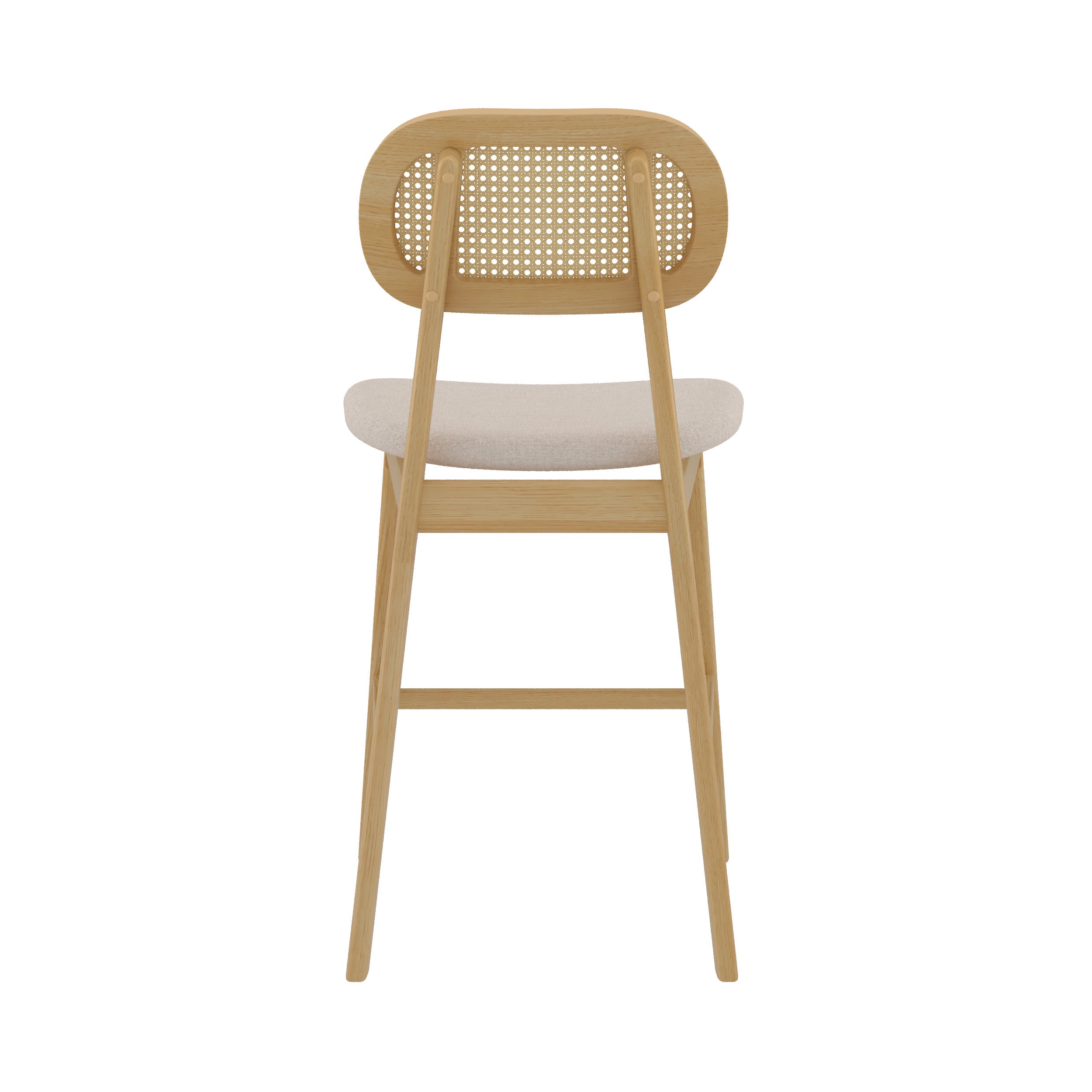 chaise de bar mi hauteur tissu beige bois 60 cm lot de 2 lison