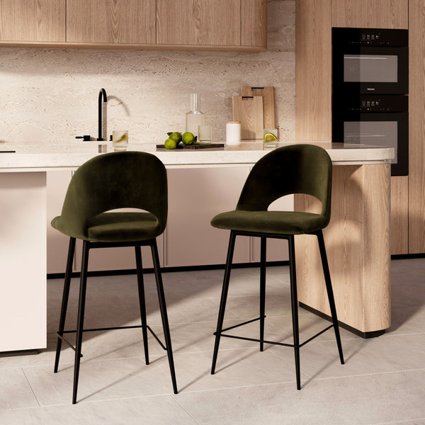 Chaise de bar mi-hauteur Pénélope verte 65 cm (lot de 2)