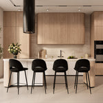 chaise de bar peneloppe en velours noir mi hauteur lot de 2
