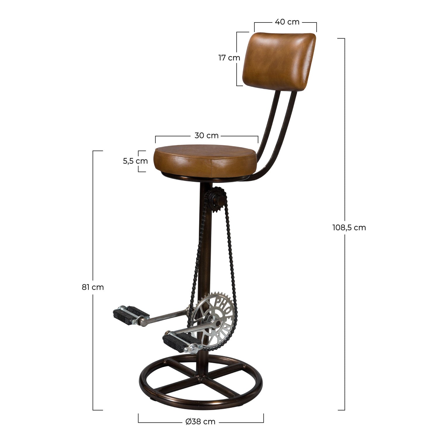 barhocker mit pedale Industielle Barhocker Phoenix aus Leder – Maison Pavane