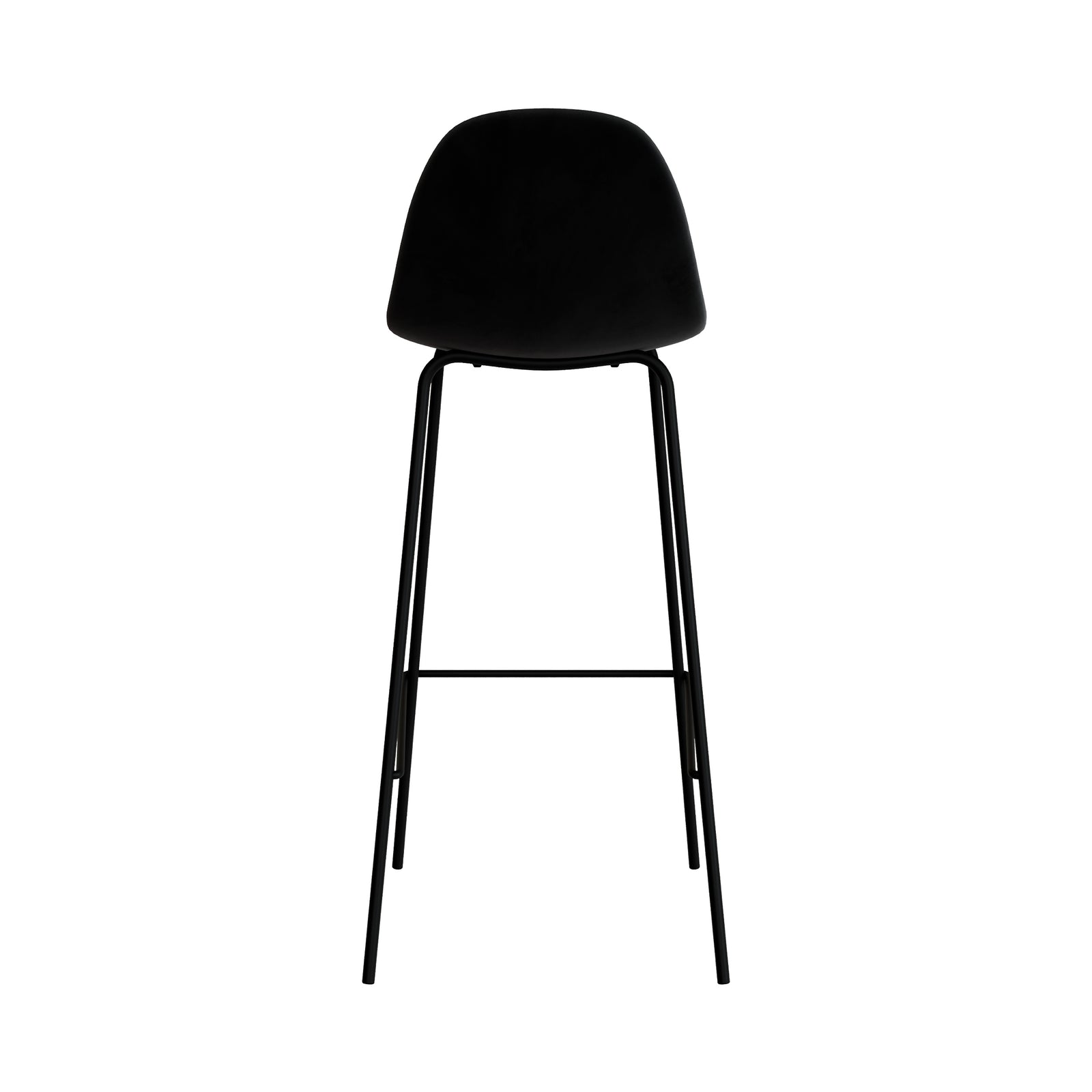 sedia da bar con piedi in metallo e velluto nero 75cm henrik