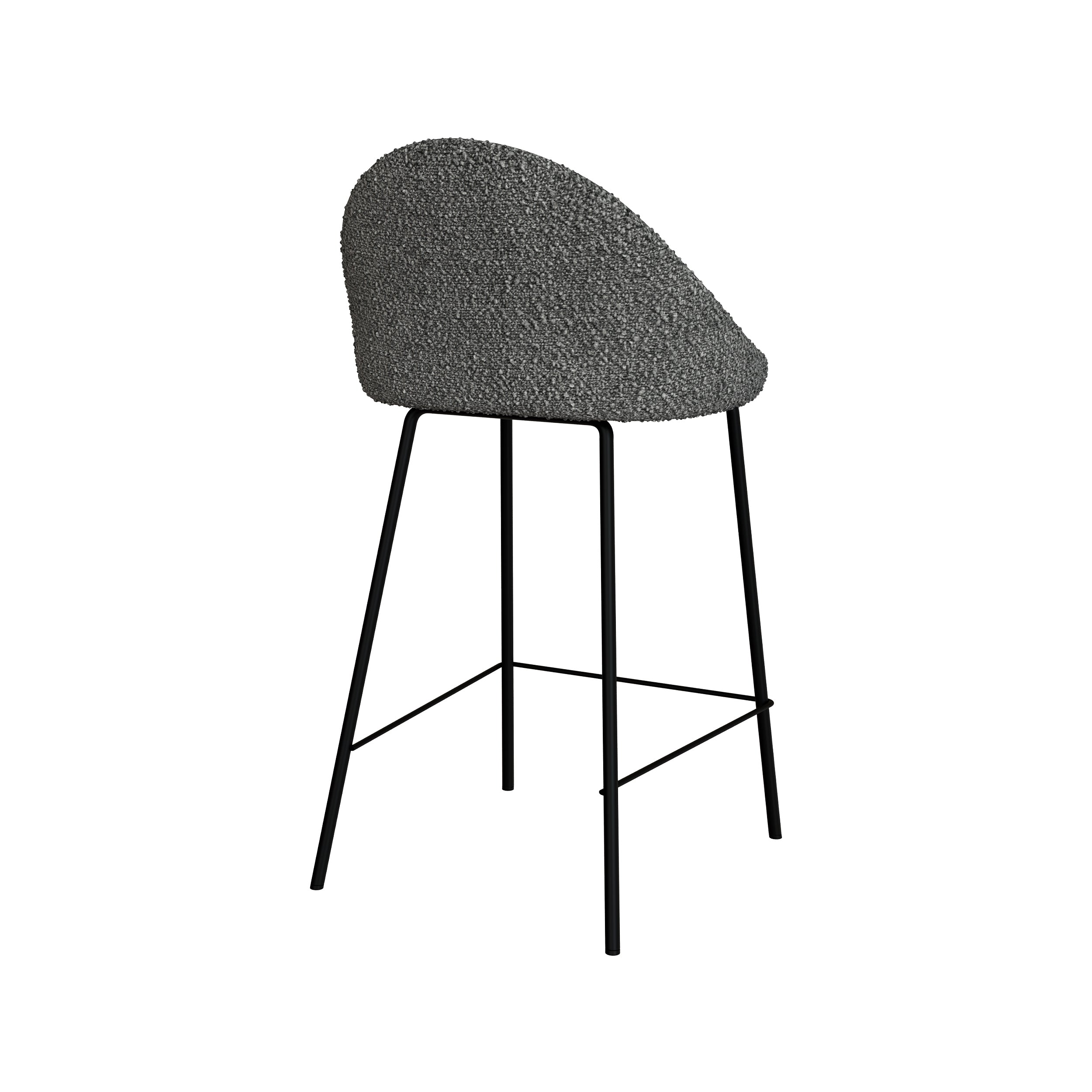 chaise de bar pieds metal noir tissu gris
                            