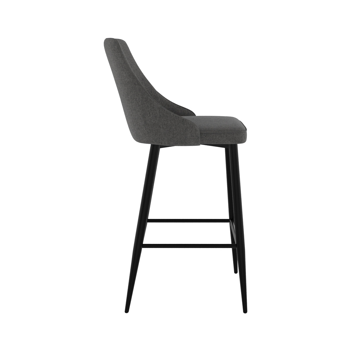 chaise de bar pipo pour ilot tissu gris fonce pieds noir