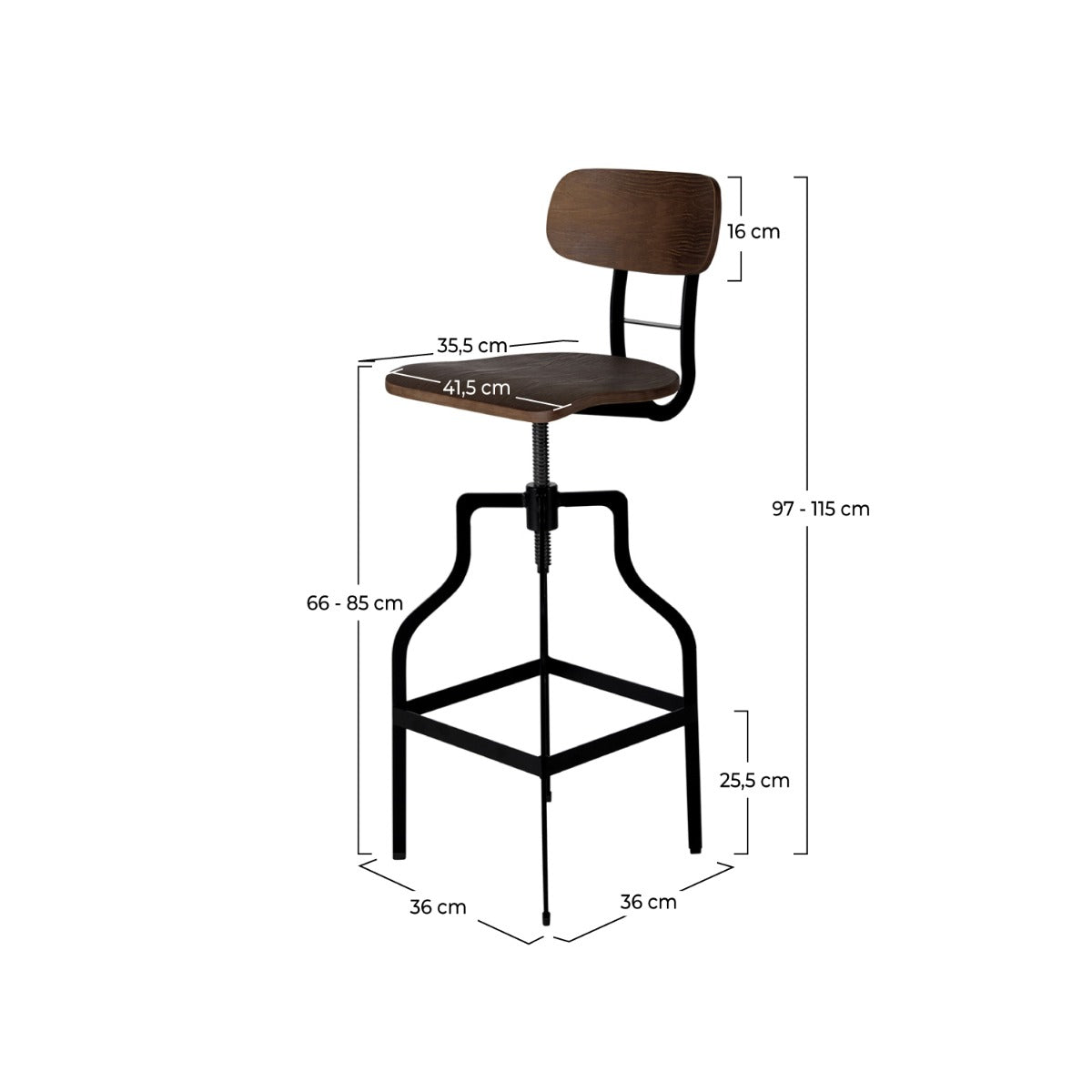 chaise de bar retro bois 66 85 cm