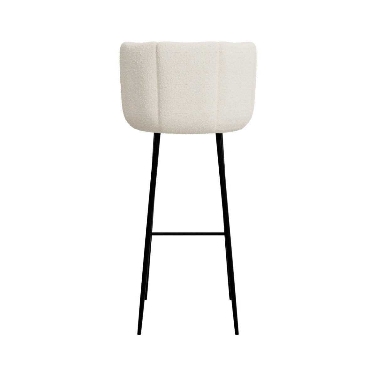 chaise de bar rosy en tissu boucle beige et pieds en metal