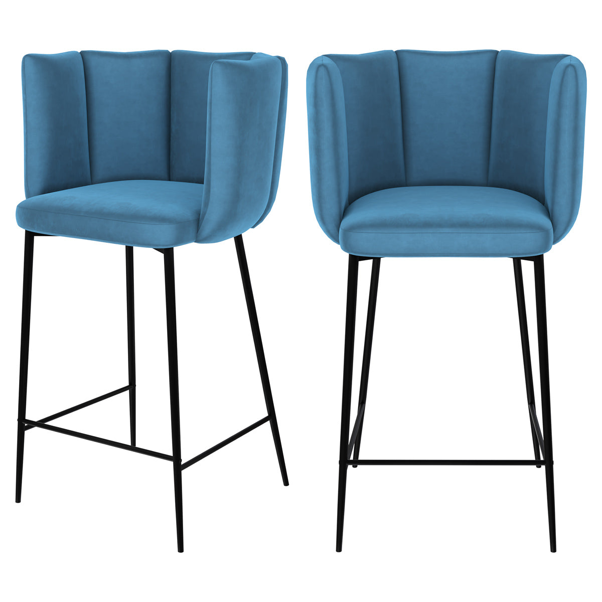 chaise de bar rosy en velours bleu 65 cm