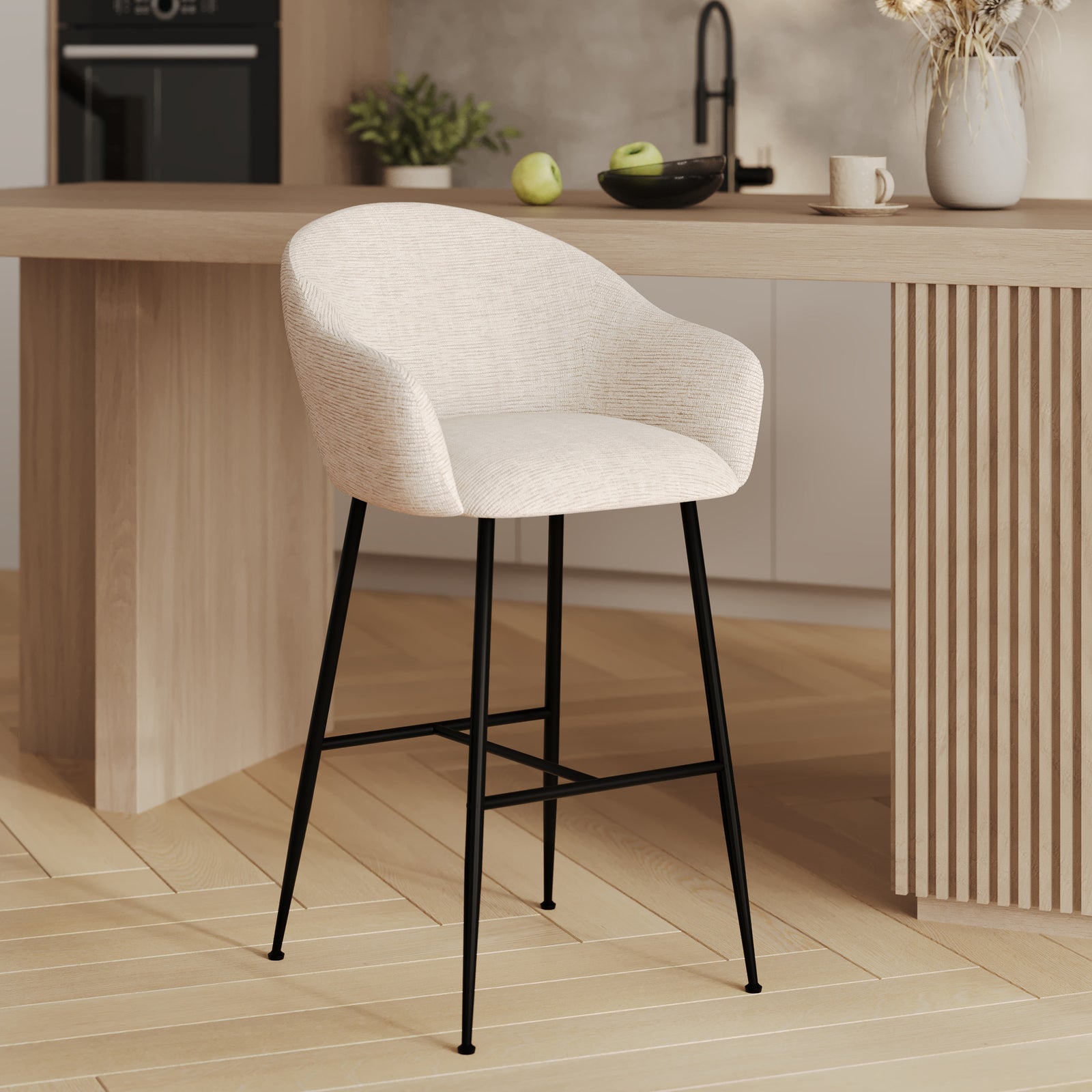 Chaise de bar Socky beige blanche