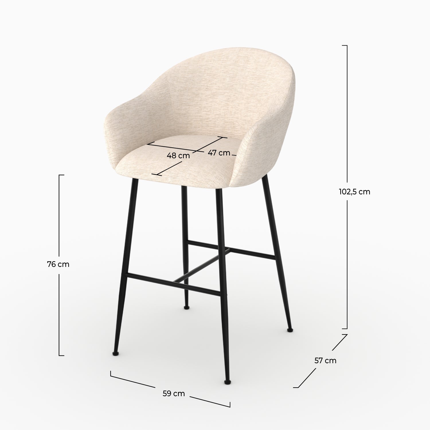 Chaise de bar Socky beige pieds noirs