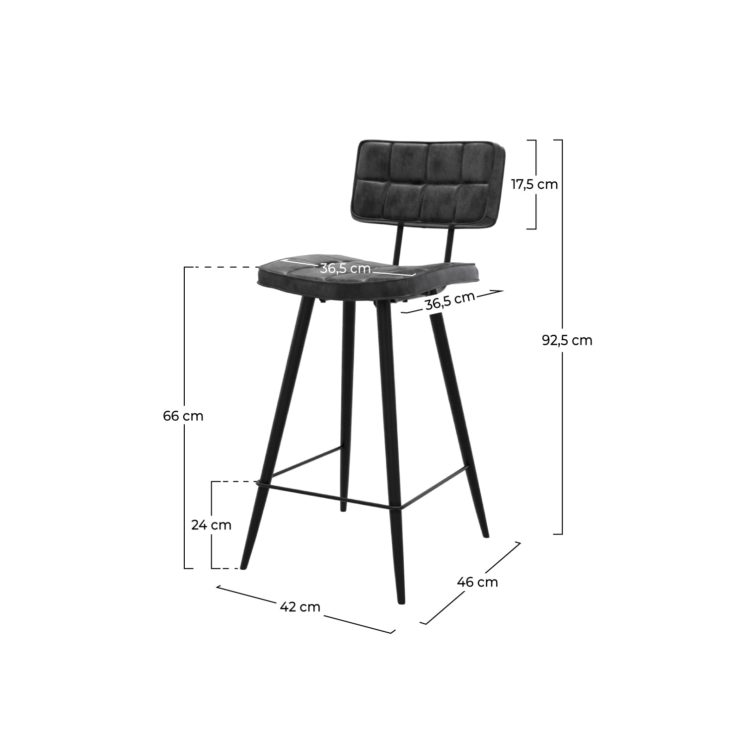 chaise de bar texas capitonnee noir