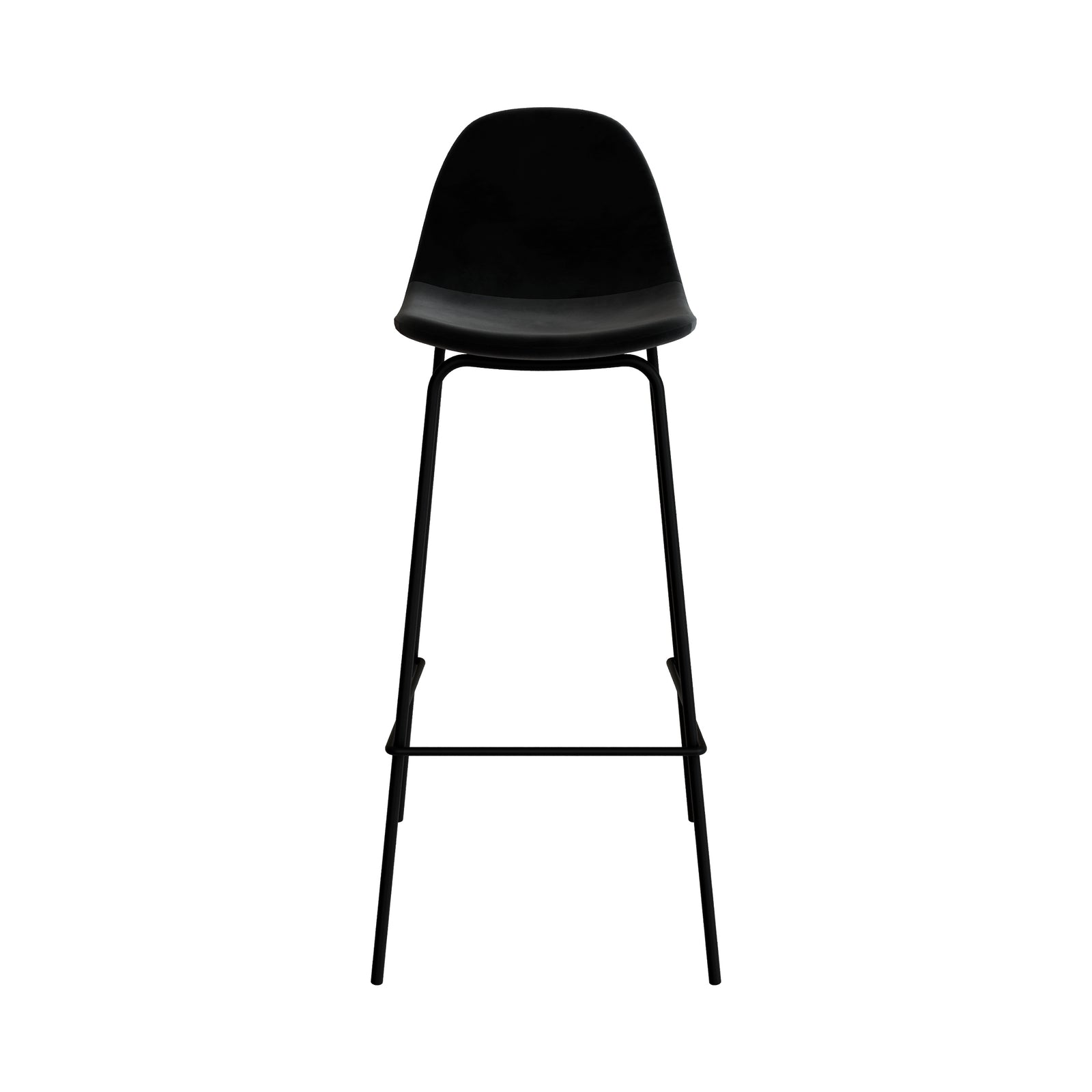 henrik sedia da bar in velluto nero 75cm piedi neri