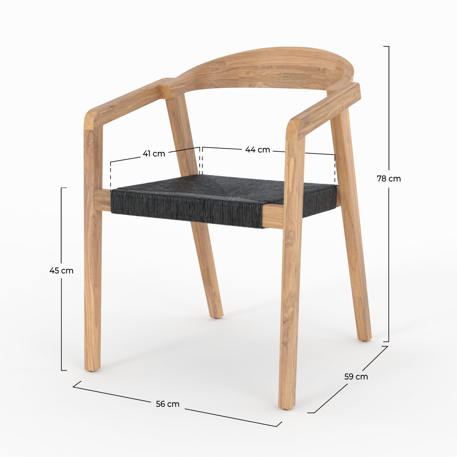 chaise de jardin bois teck et rotin synthetique noir malio