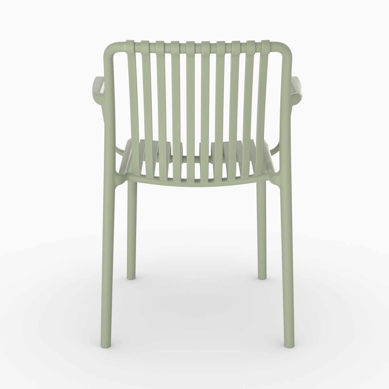 Chaise de jardin Ivy vert pastel vue directe accoudoirs
