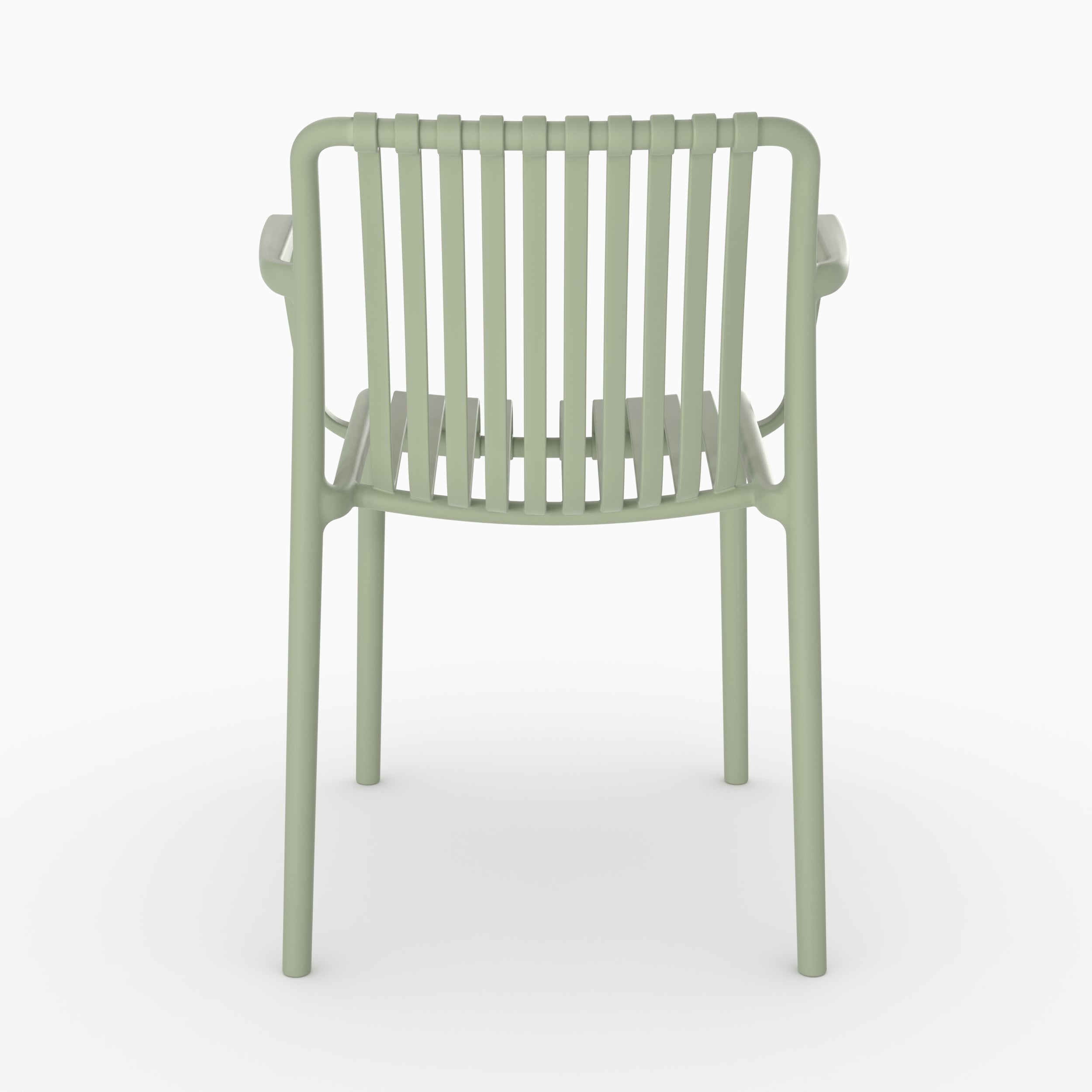 Chaise de jardin Ivy vert pastel vue directe accoudoirs