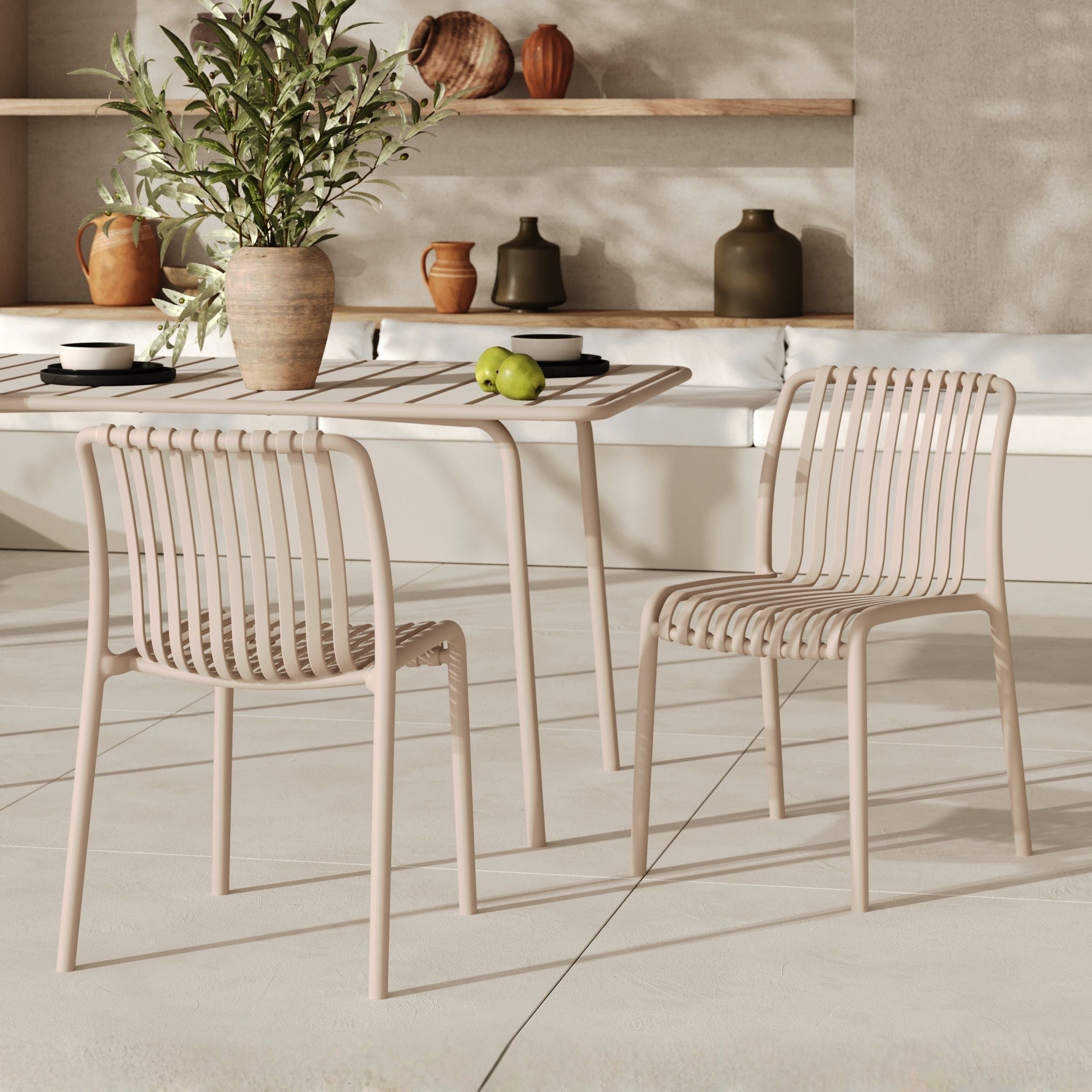 Chaise de jardin plastique beige Duli