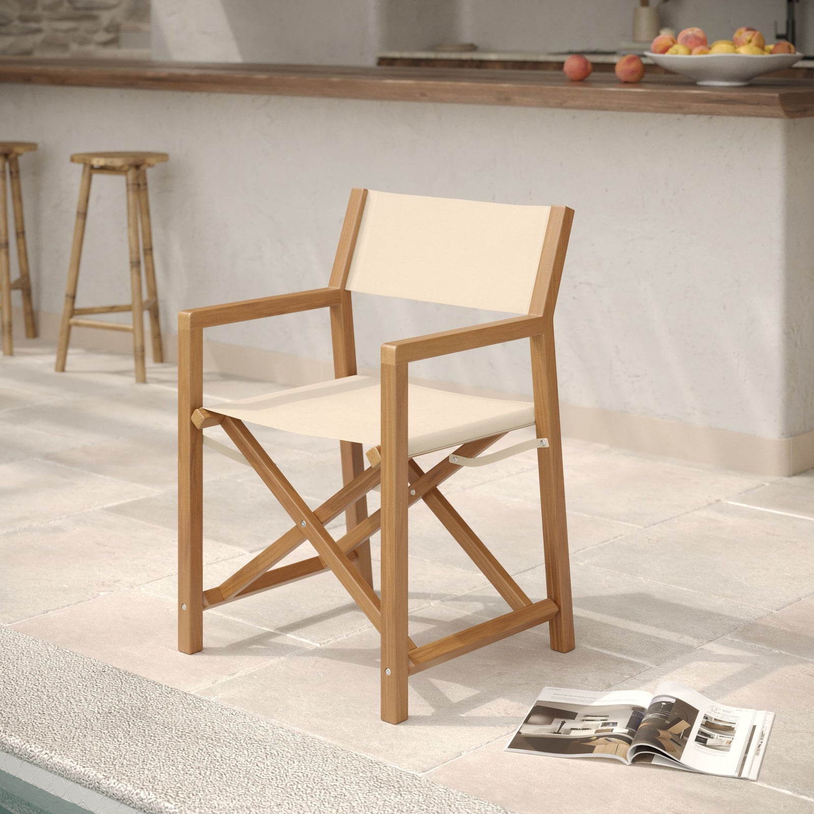 Chaise de jardin tubod beige clair tissu