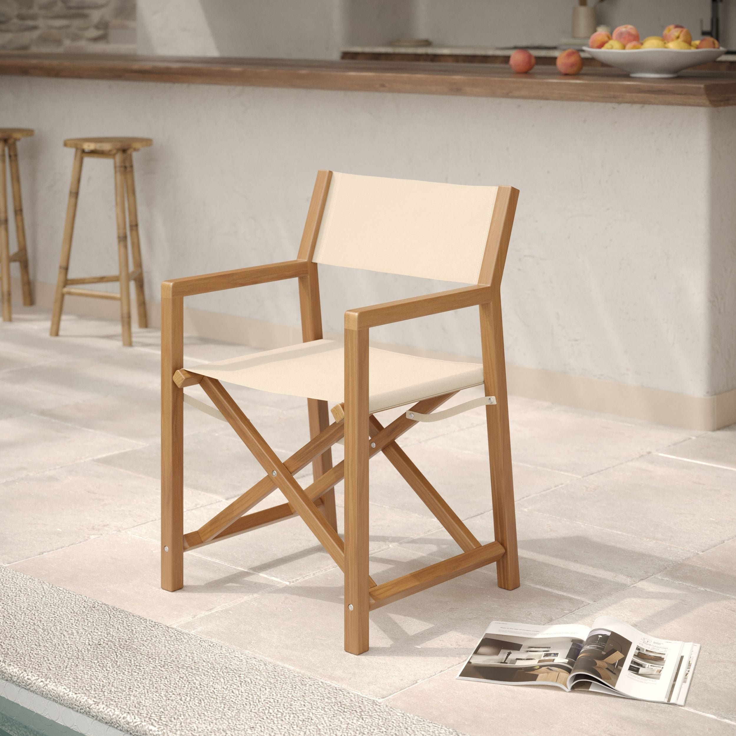 Chaise de jardin tubod beige clair tissu