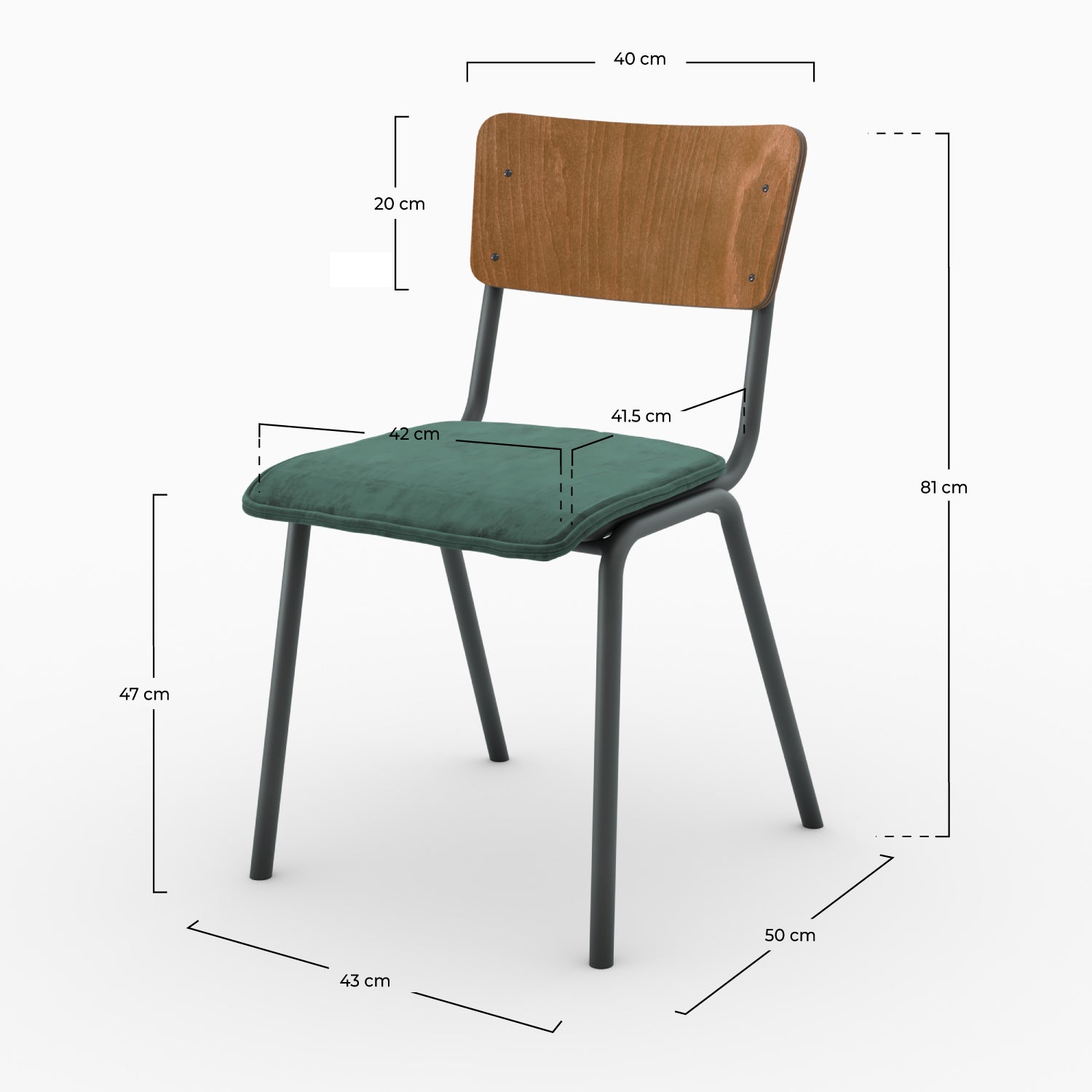 Chaise Nico en velours vert (lot de 2)