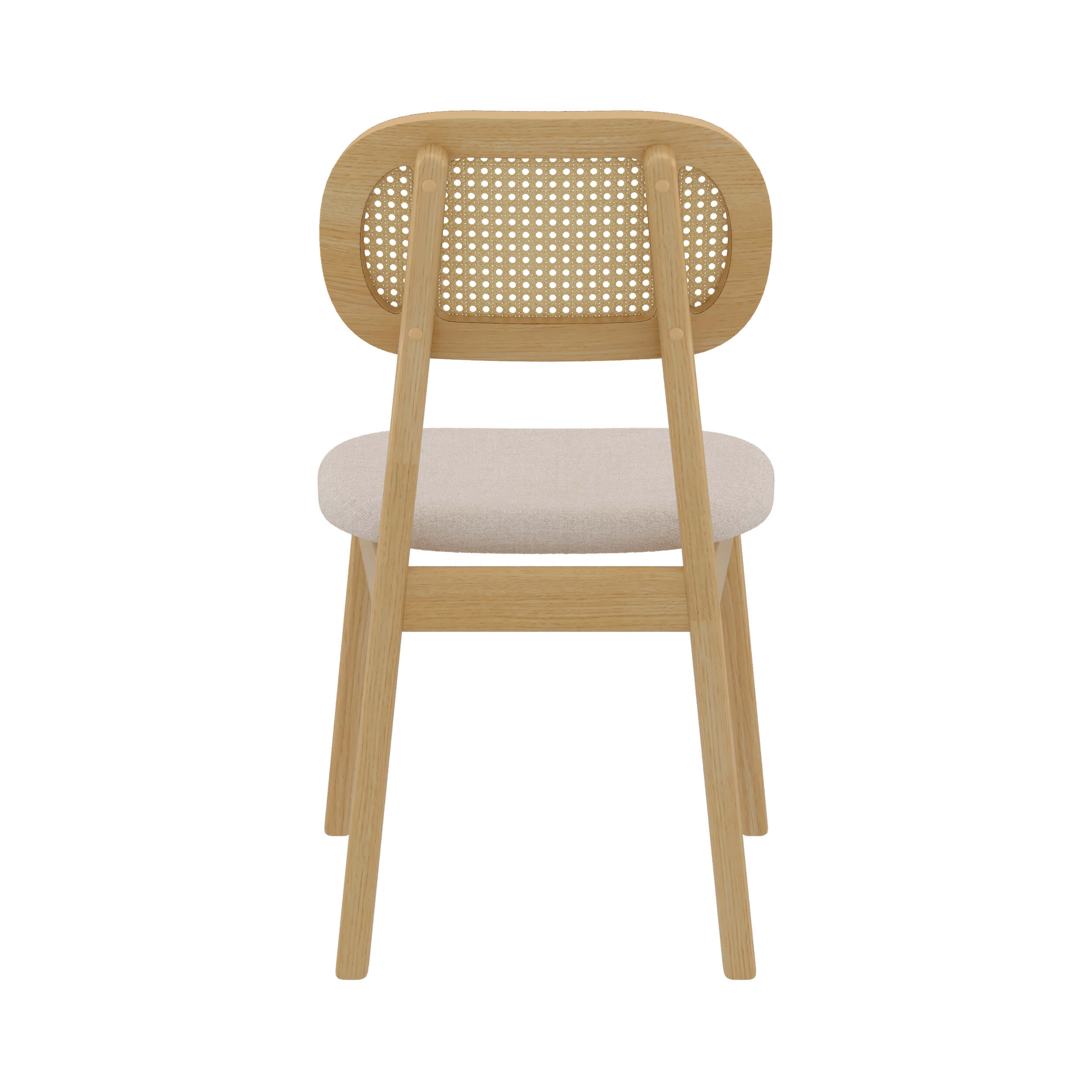 sedia in legno chiaro tessuto beige rattan maria