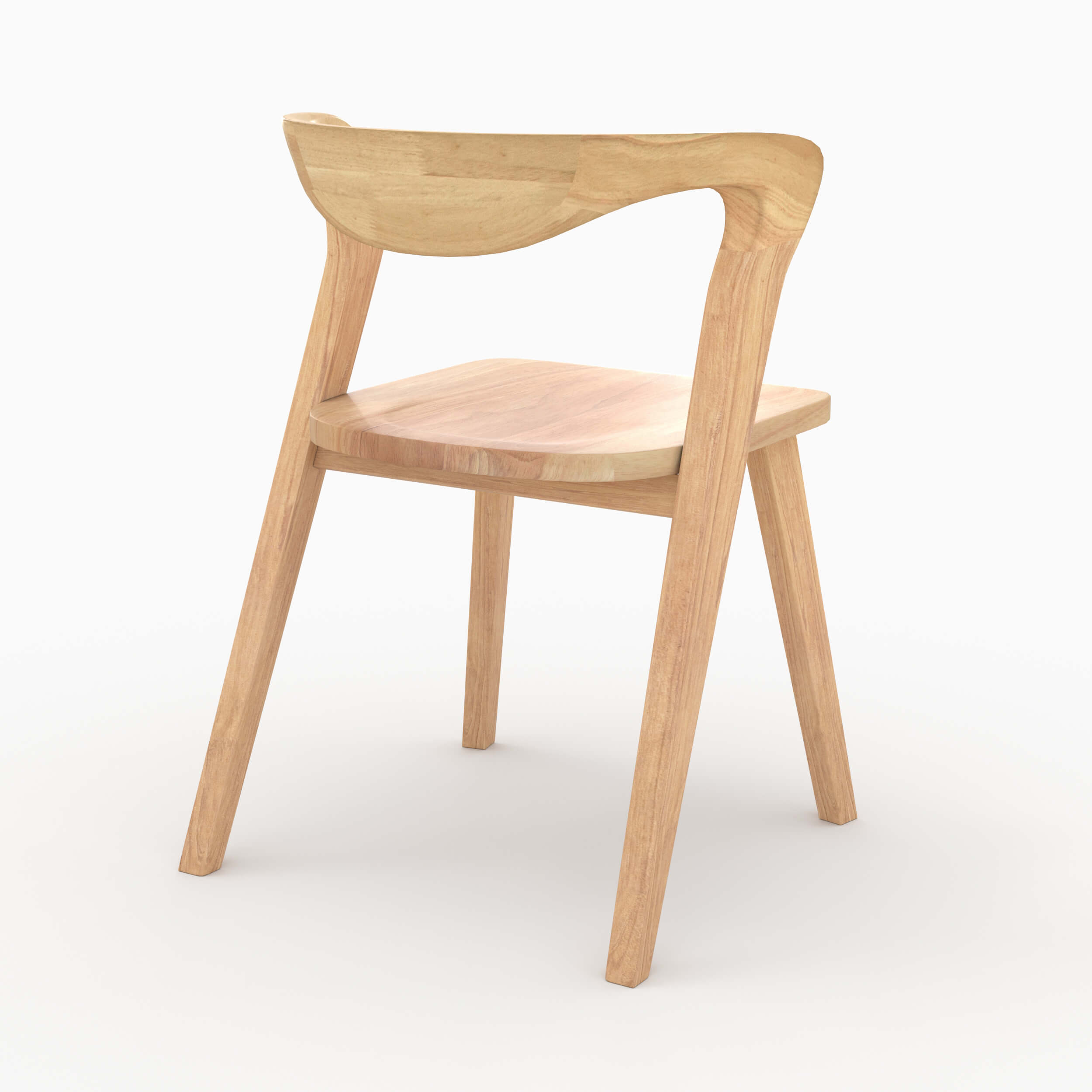 sedia in legno di hevea chiaro con schienale asimmetrico vega