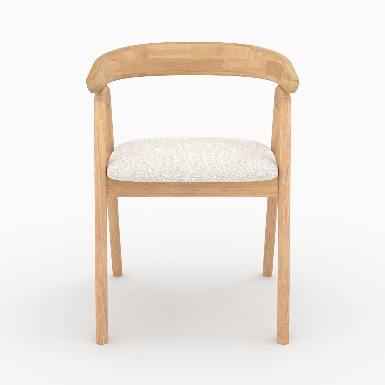 sedia in legno di hevea chiaro e tessuto bouclé crema hawa
