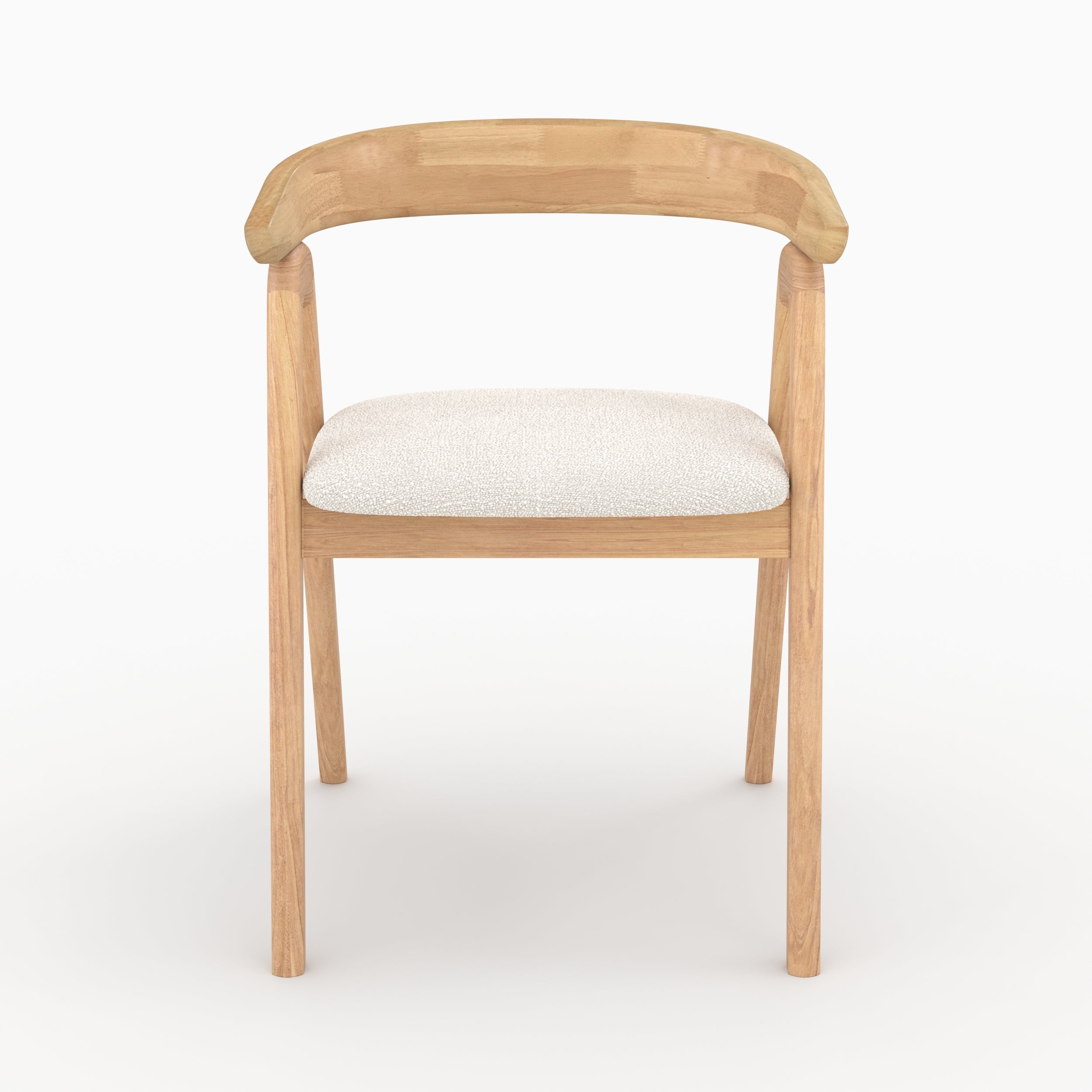 sedia in legno di hevea chiaro e tessuto bouclé crema hawa