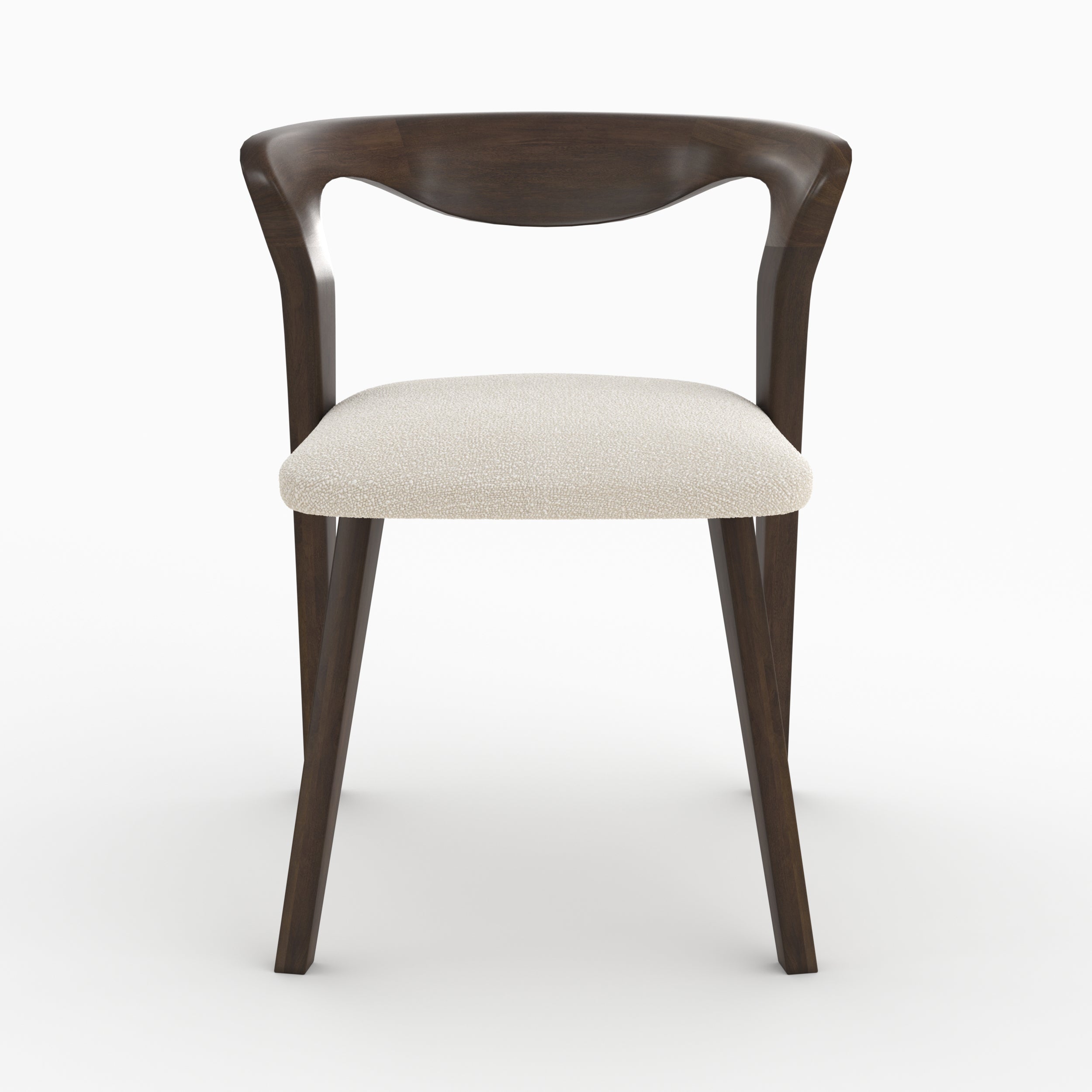 chaise en bois d hevea fonce et tissu boucle creme vega