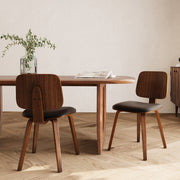 sedia in legno di noce e tessuto nero flow japandi scandi