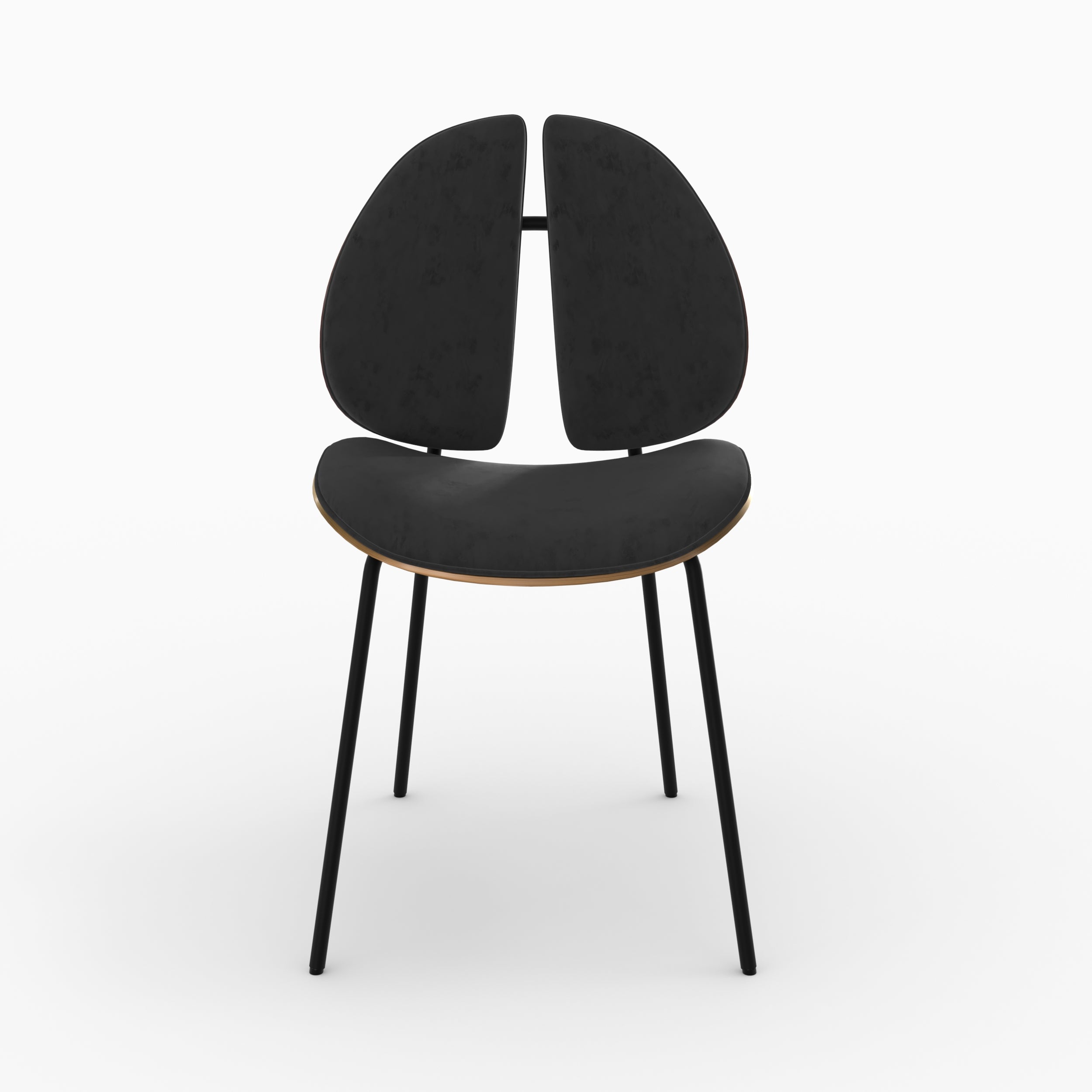 sedia in legno di noce velluto nero coccinella unite_2