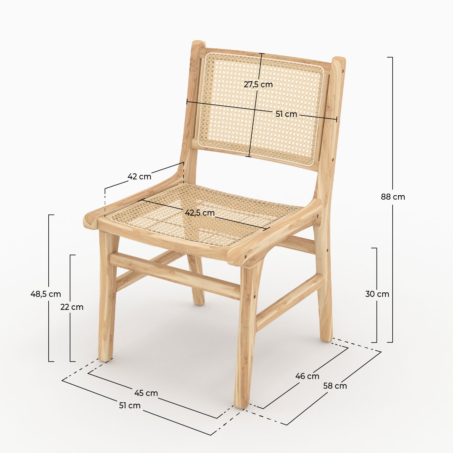 Chaise en bois de teck et rotin kyla
