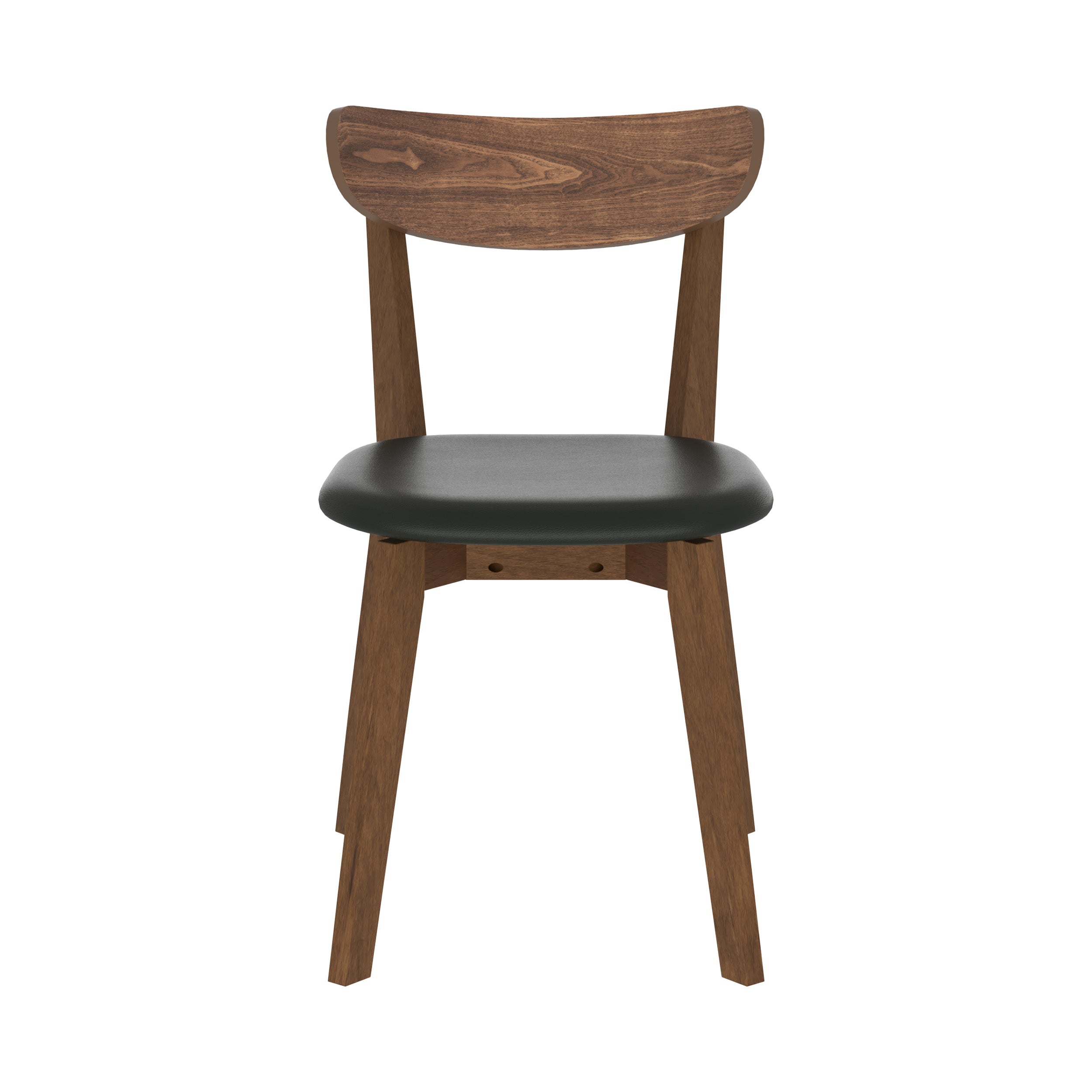sedia in legno scuro tabata in ecopelle nera