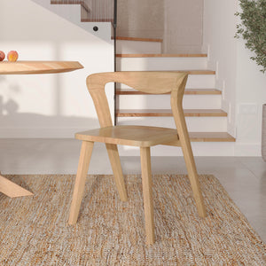 chaise en bois hevea clair dossier asymetrique