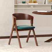 sedia in legno di hevea scuro tessuto verde heloise