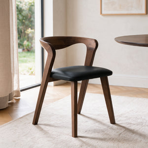Chaise en bois marron foncé assise noire Vega – Maison Pavane