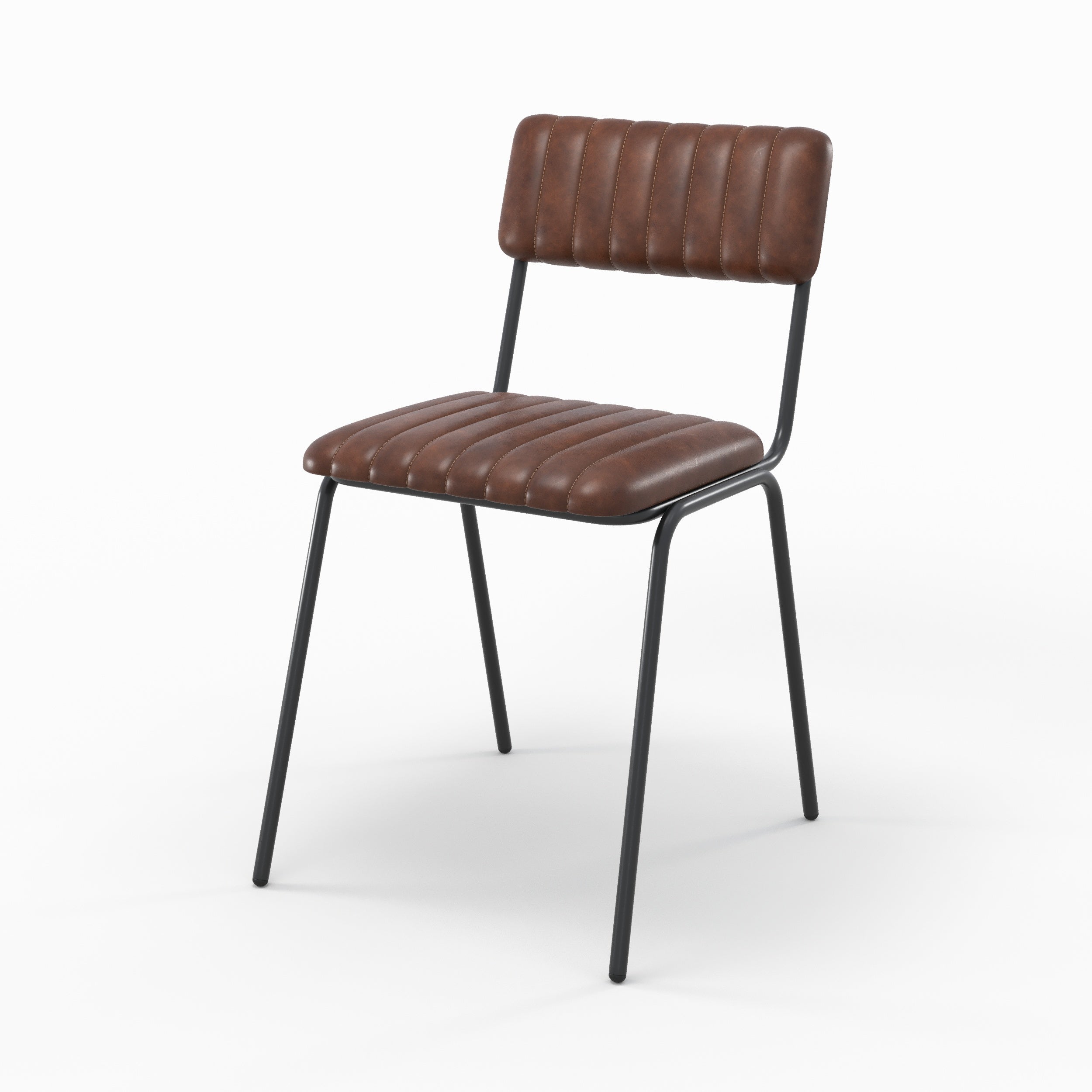 chaise en cuir marron lot de 2 pieds noirs arsene