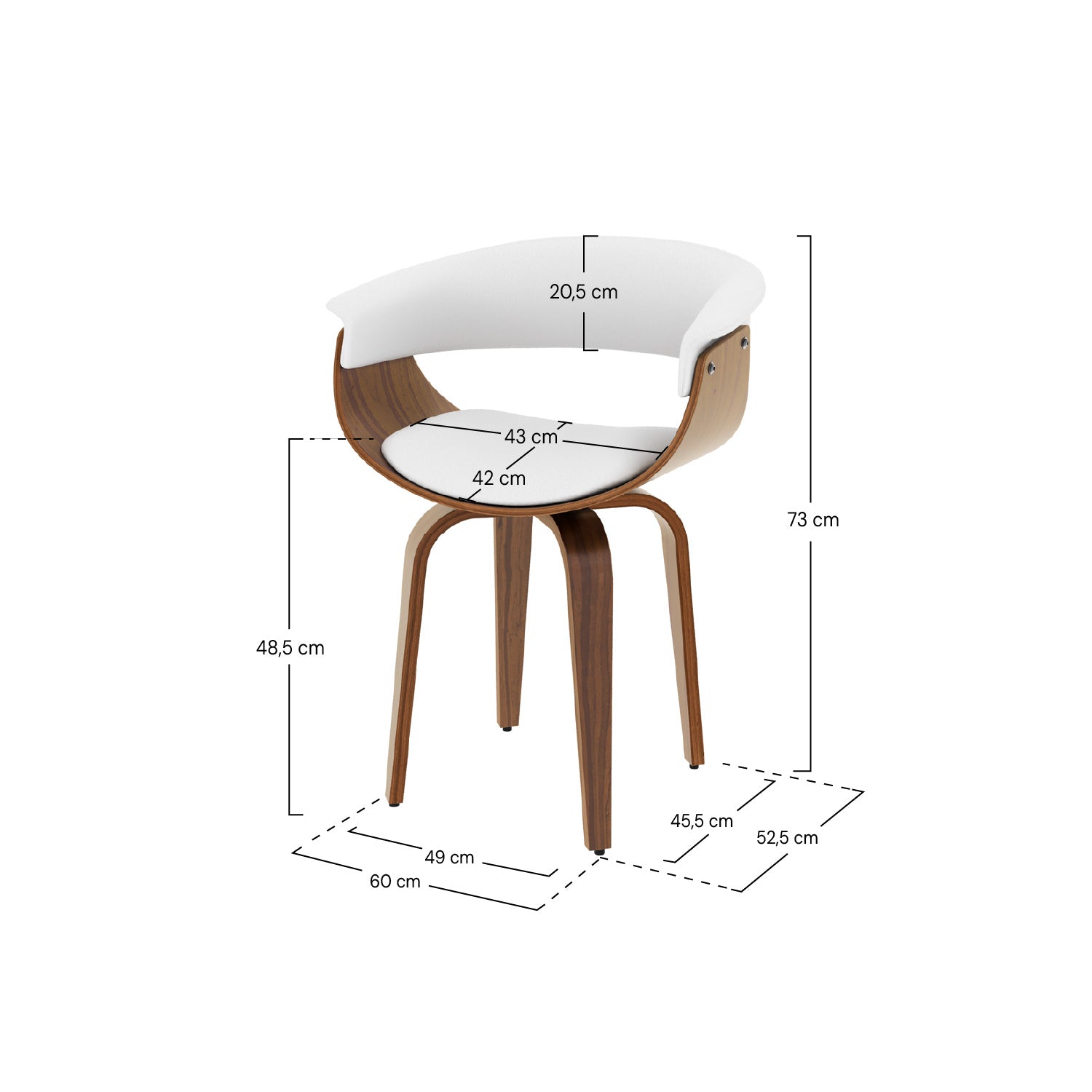 Chaise en cuir synthétique blanche et bois