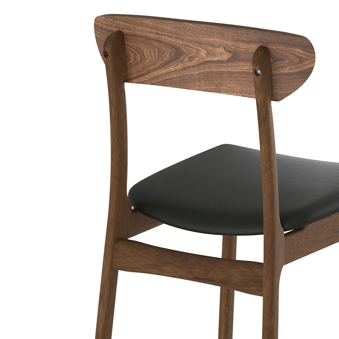 sedia in ecopelle nera e legno chiaro set di 2 lana