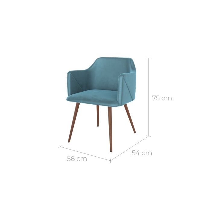 set di 2 sedie in velluto blu daisy
