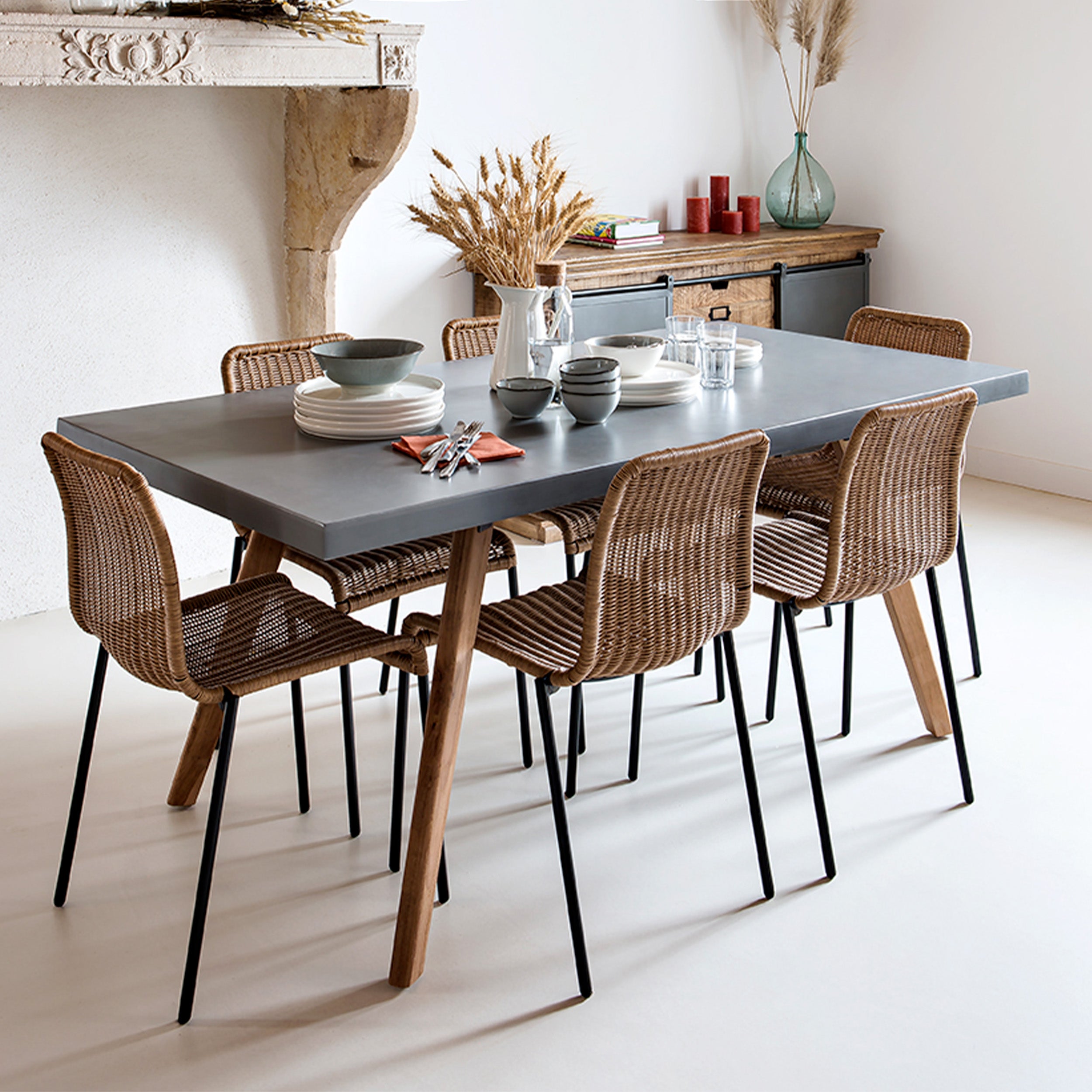 sedia in resina naturale intrecciata set di 2 sirivana giardino
