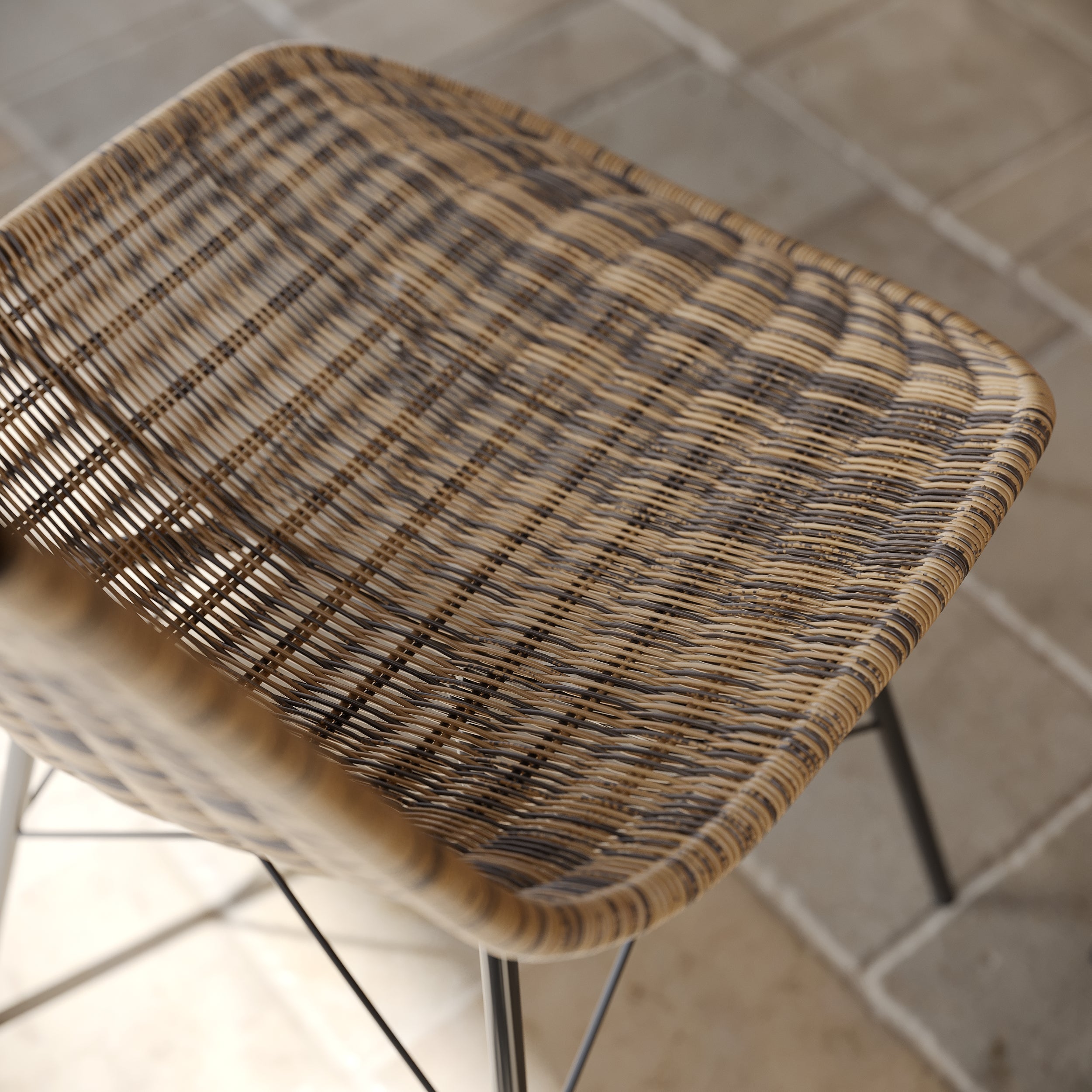 sedia in resina intrecciata naturale set di 2