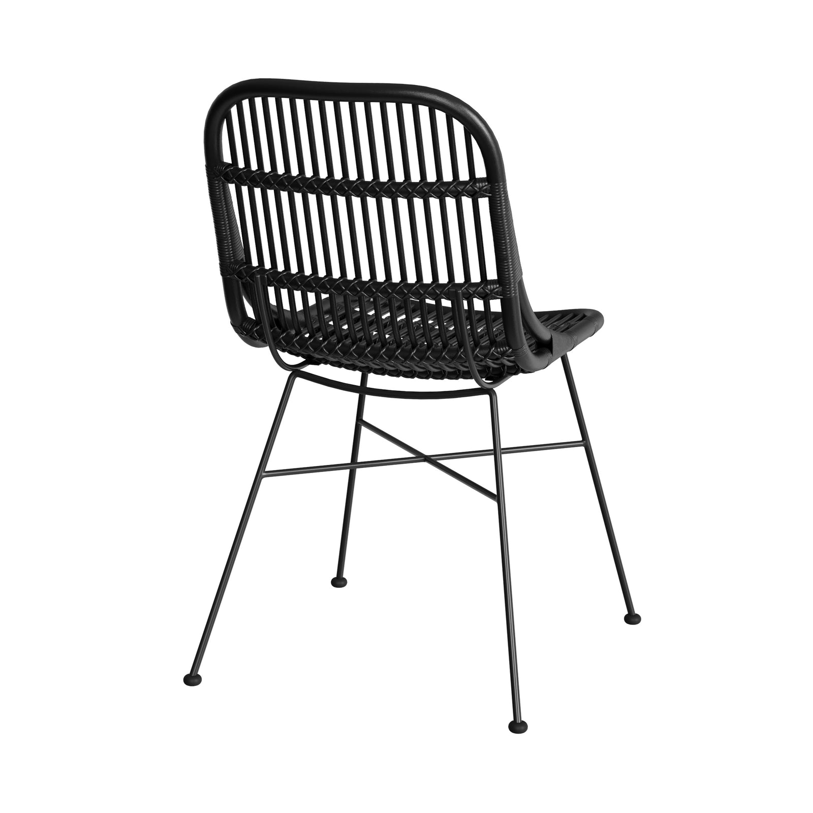 set di 2 sedie in rattan con gambe in metallo nero moon
