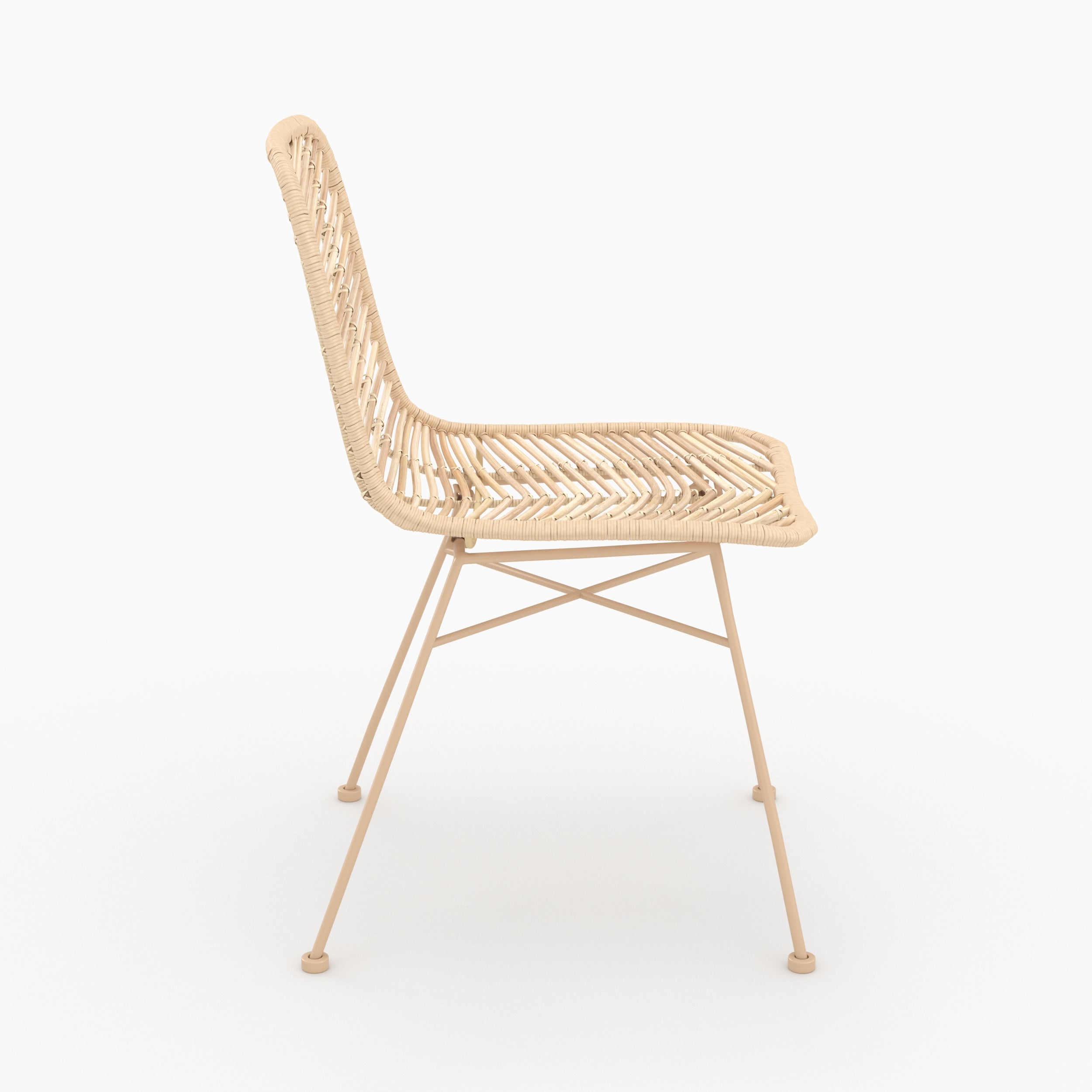 sedia in rattan naturale e gambe beige set di 2 tamara