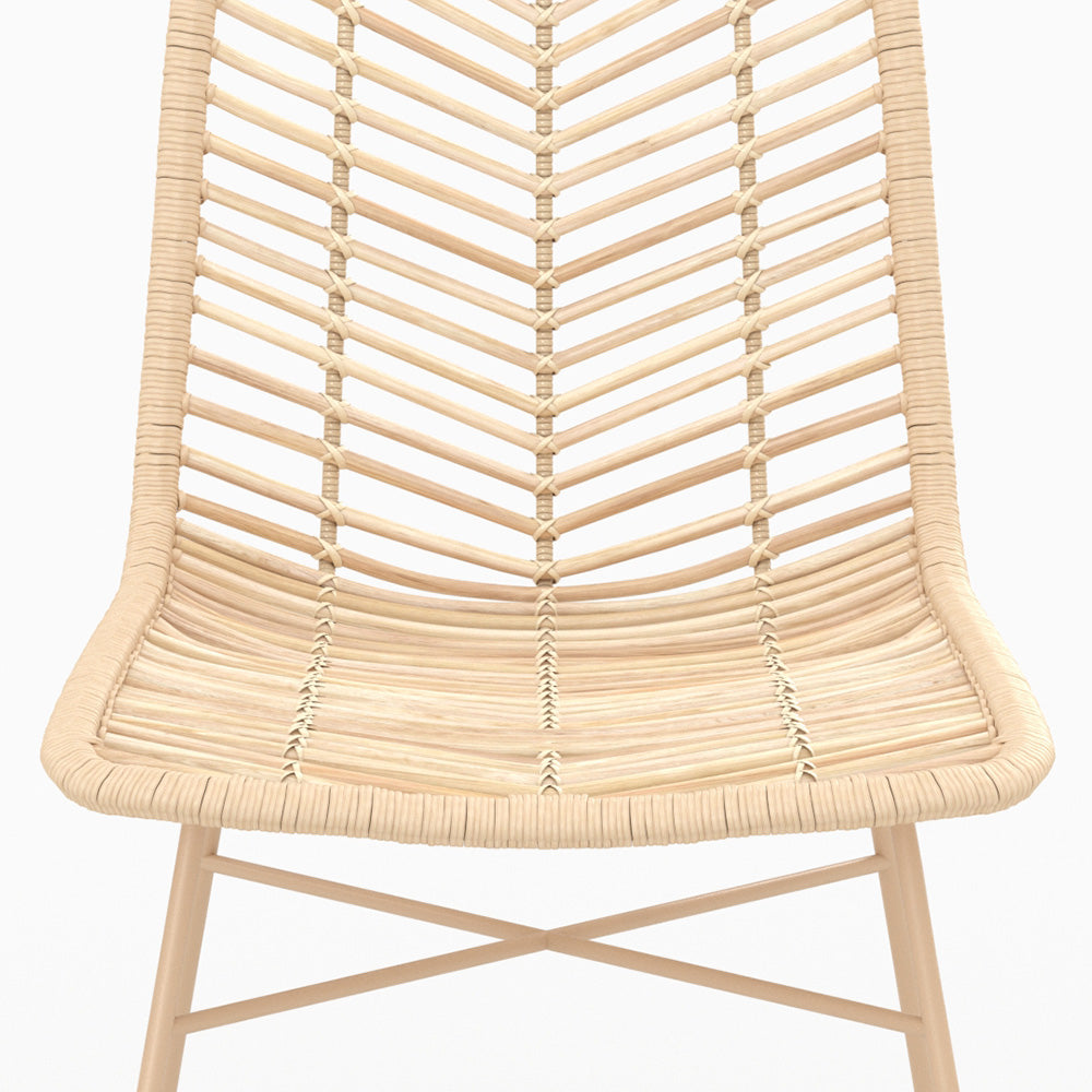 sedia in rattan naturale con gambe beige tamara set di 2