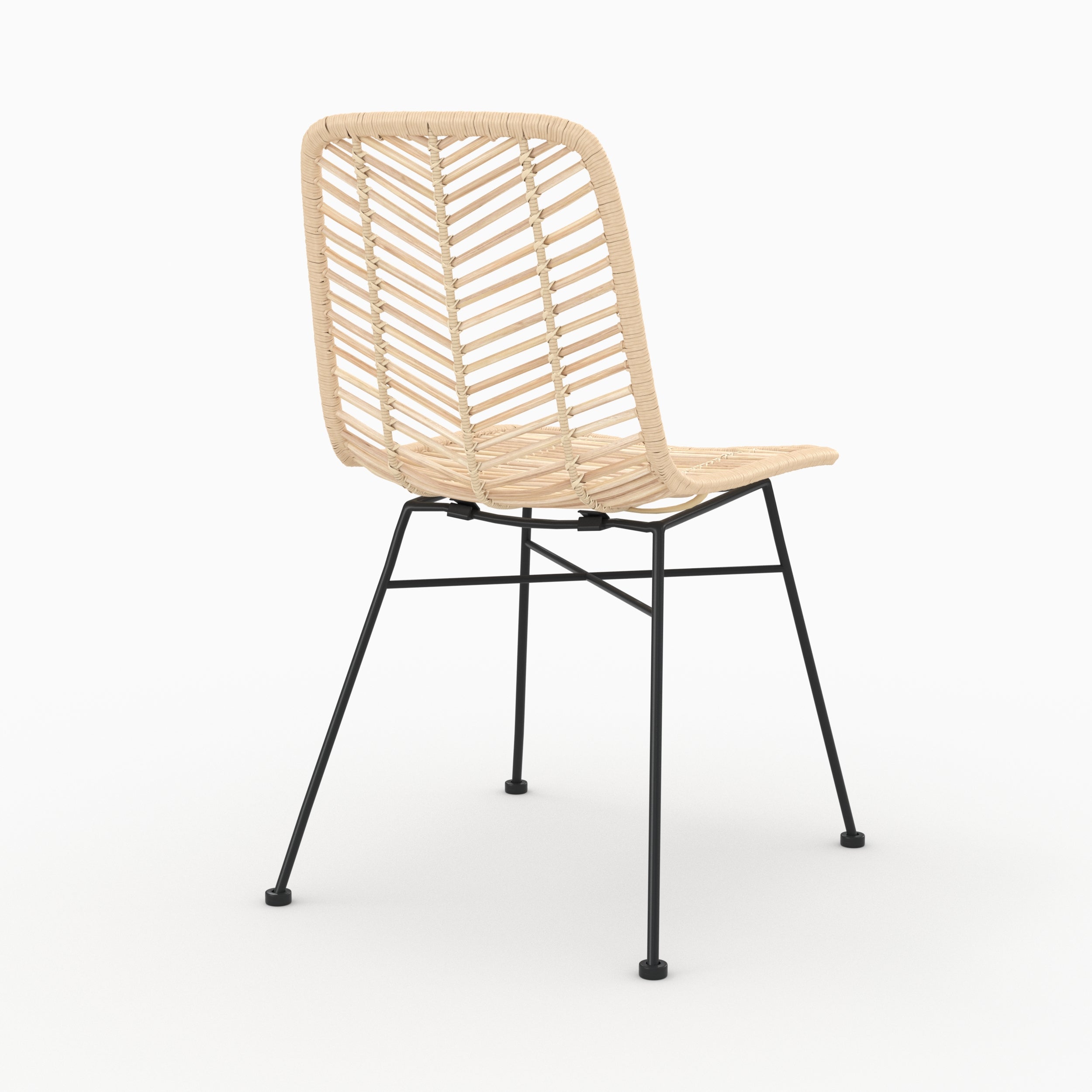 sedia in rattan naturale piedi neri set di 2 tamara