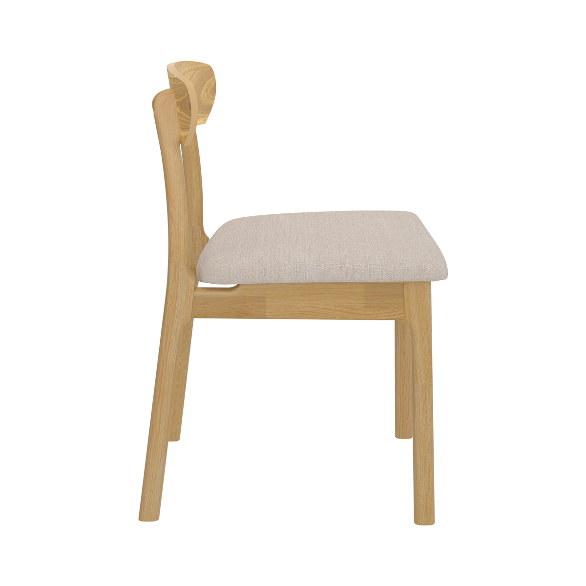sedia in tessuto beige e legno chiaro lana