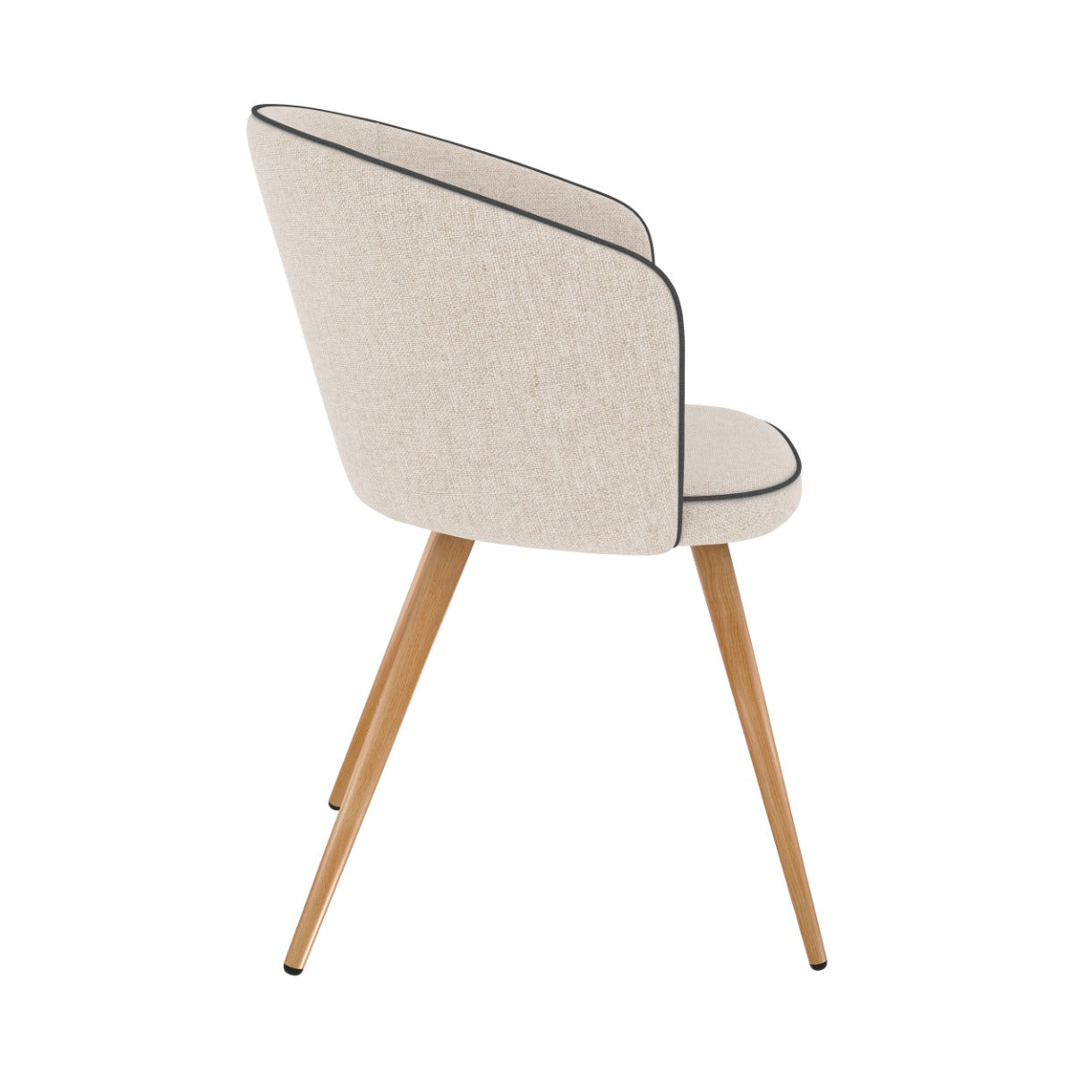 sedia in tessuto beige con gambe in metallo chiara