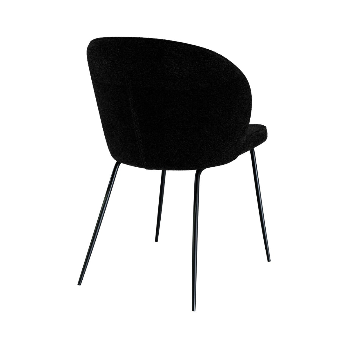 sedia in tessuto bouclé nero con gambe in metallo set di 2 groom