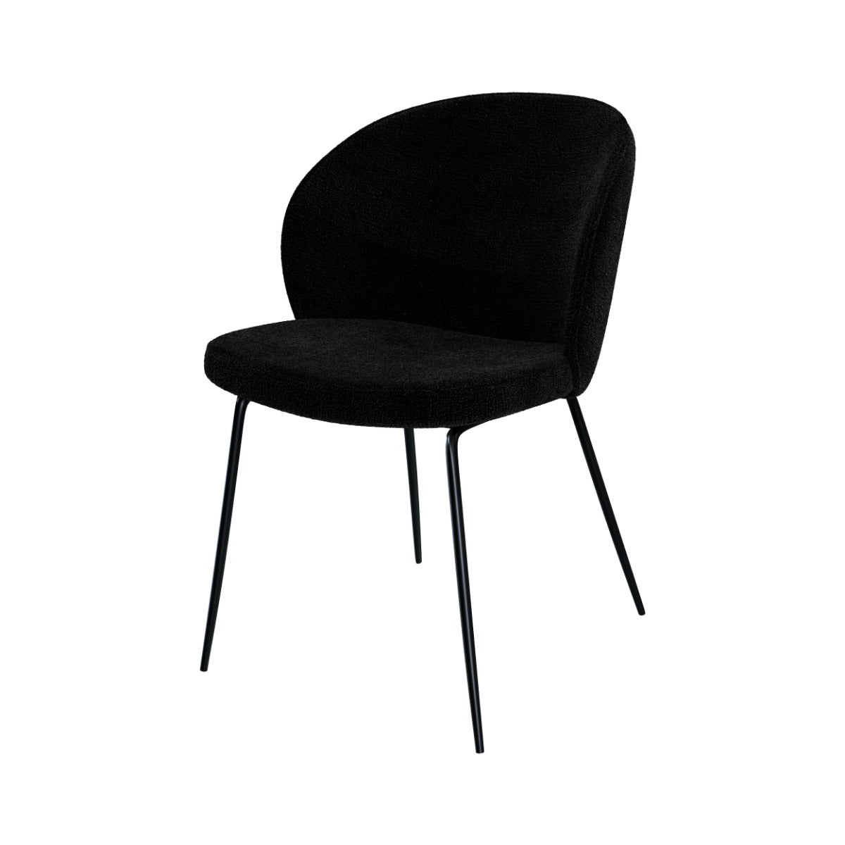 sedia in tessuto bouclé nera set di 2 grooms